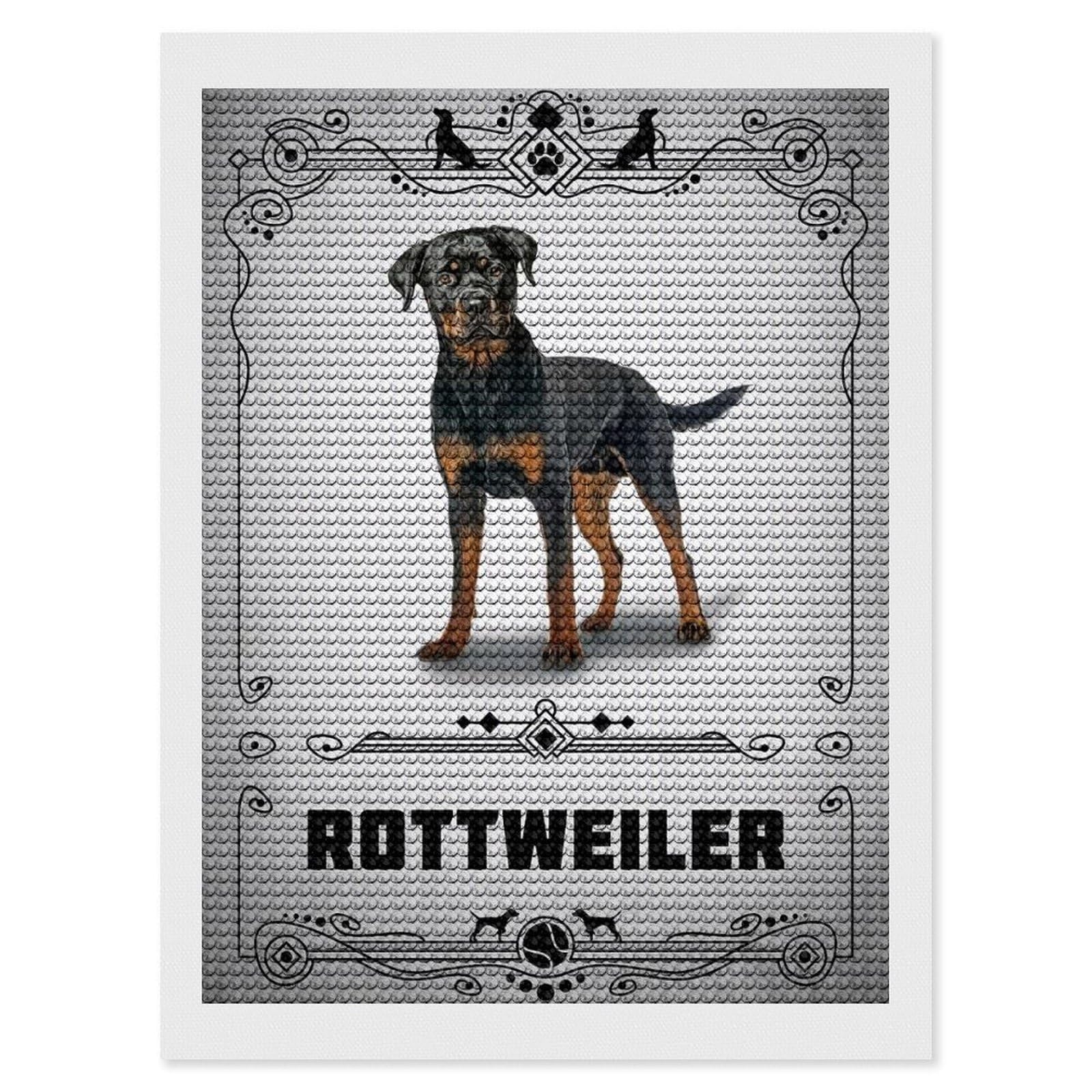 Junmoney Rottweiler Diamond Painting Canvas Set 12"x16", for Women, Pleasing Wall Art Project, Aesthetic Room Decor, Gift Idea