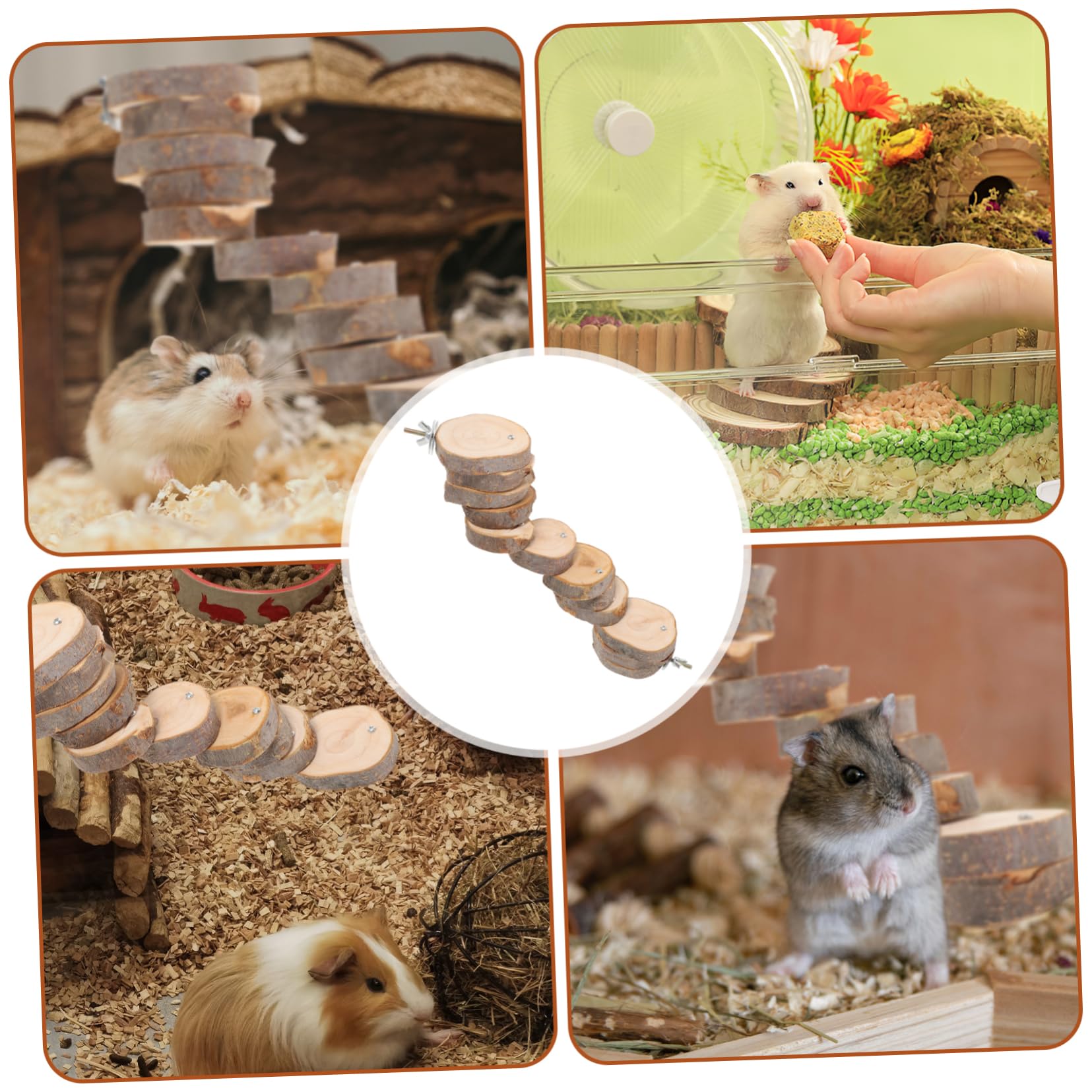 POPETPOP Wooden Bird Ladder Claw Grinding Platform for Parrots and Hamsters Rungs Approx Easy to Install Climbing Perch for Pets Activity Space Enhancer