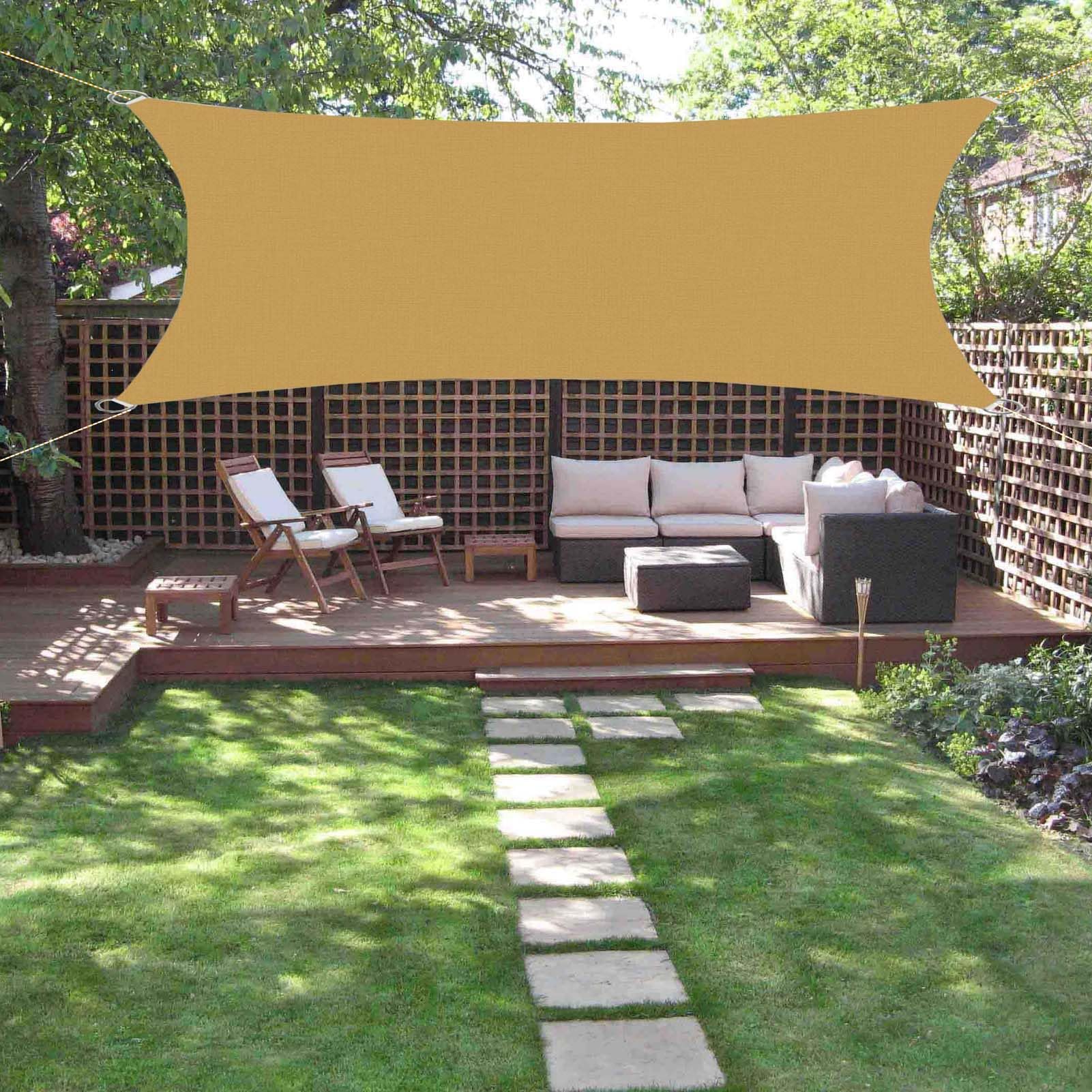 Voile d'ombrage rectangulaire 2x5m sable pour aménager votre pergola