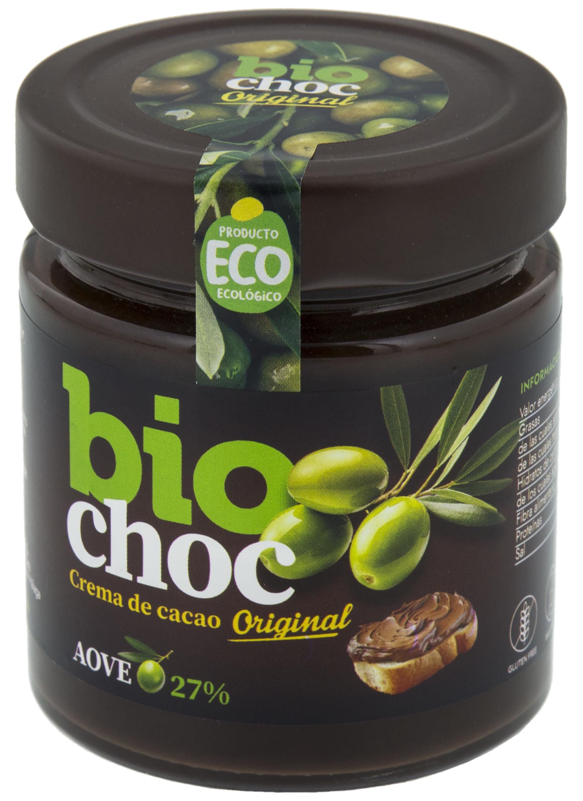 Biochoc - Pack 5 Biochoc Original - Crema de cacao para untar con Aceite de Oliva Virgen Extra Ecológico - Vegana - Sin Gluten - Sin Leche - Sin Grasa de Palma