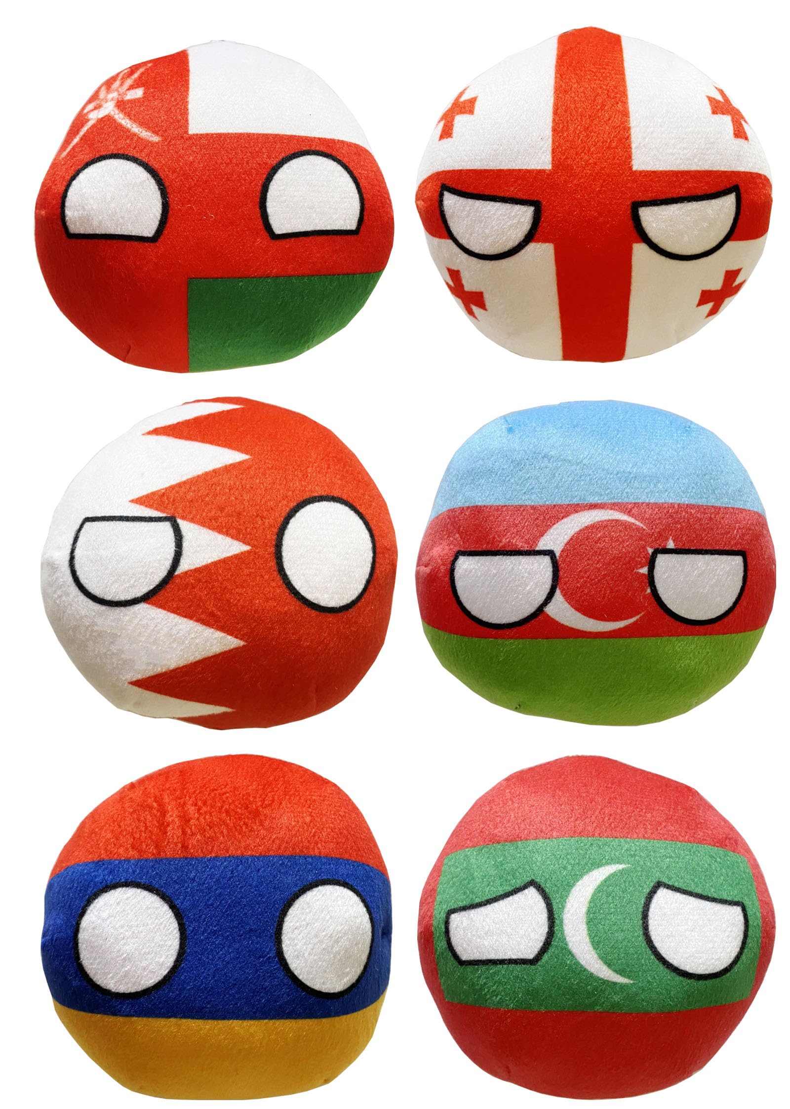 Raclove 6PC Countryballs Plushies - Soft & Educational National Character Toys. Your Collection of Countryball and Polandball Plushies. (12AM-AZ-GE-BH-OM-MV)