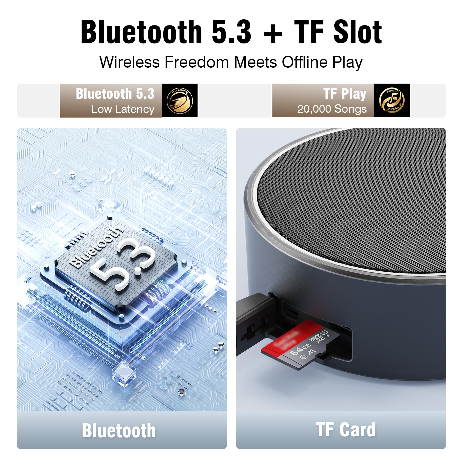 INSMY C12 Haut-parleur Bluetooth portable étanche C12 sans fil avec ventouse et son HD prise en charge carte TF pour utilisation extérieure jusqu’à 12 heures Noir