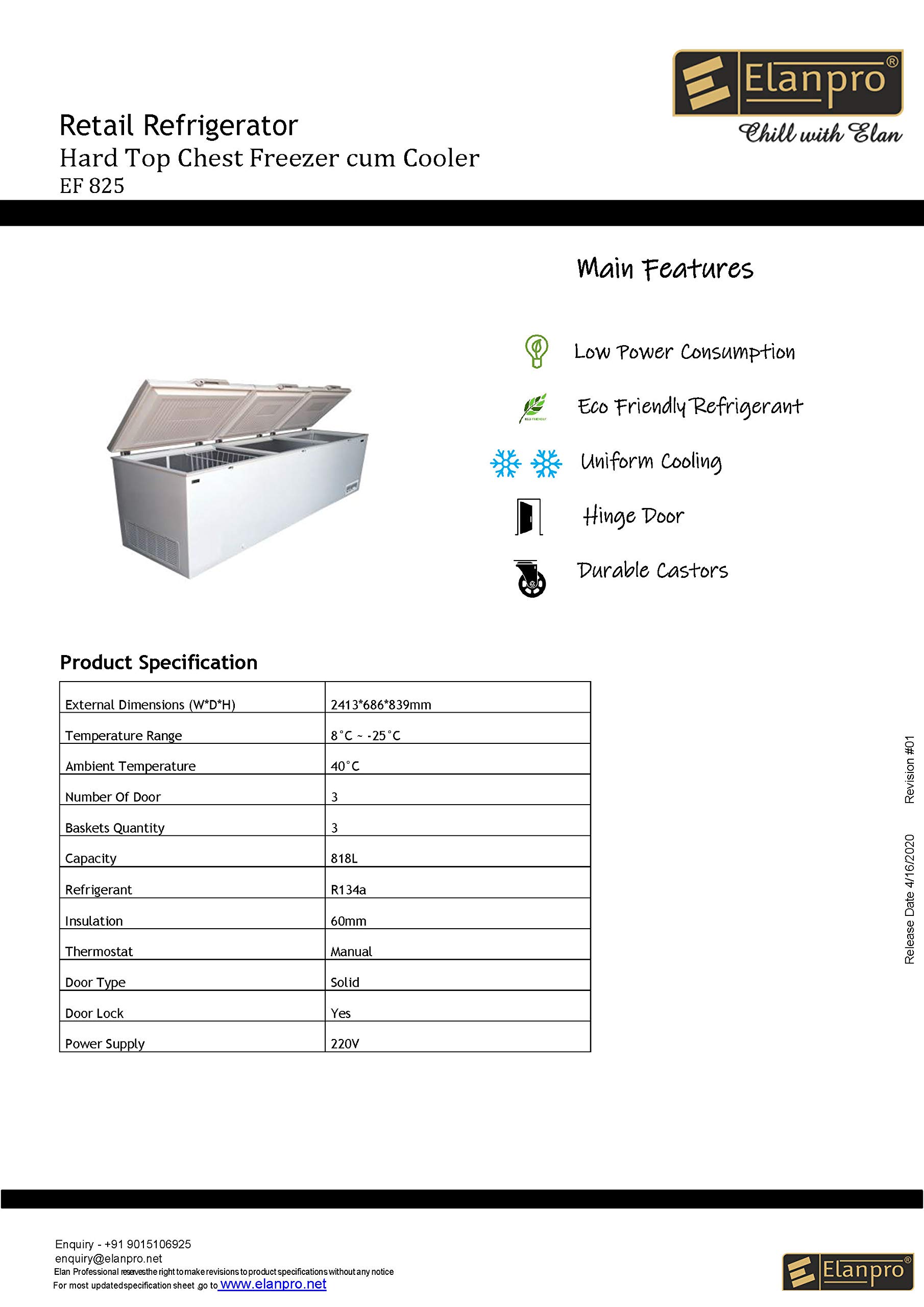 Elanpro EF 825 Triple Door Chest Freezer (818L) : Amazon.in: Home
