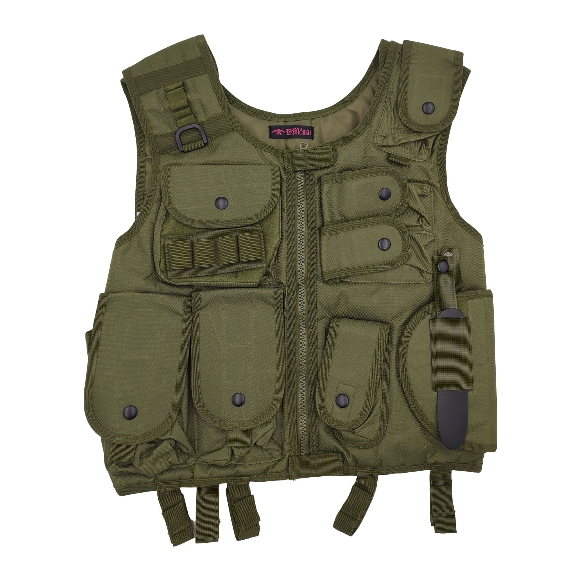 Chaleco táctico de Airsoft USMC US Army/con Funda/Paintball/Material: Tejido de Cordura de Alta Resistencia/Color: Verde (OD)