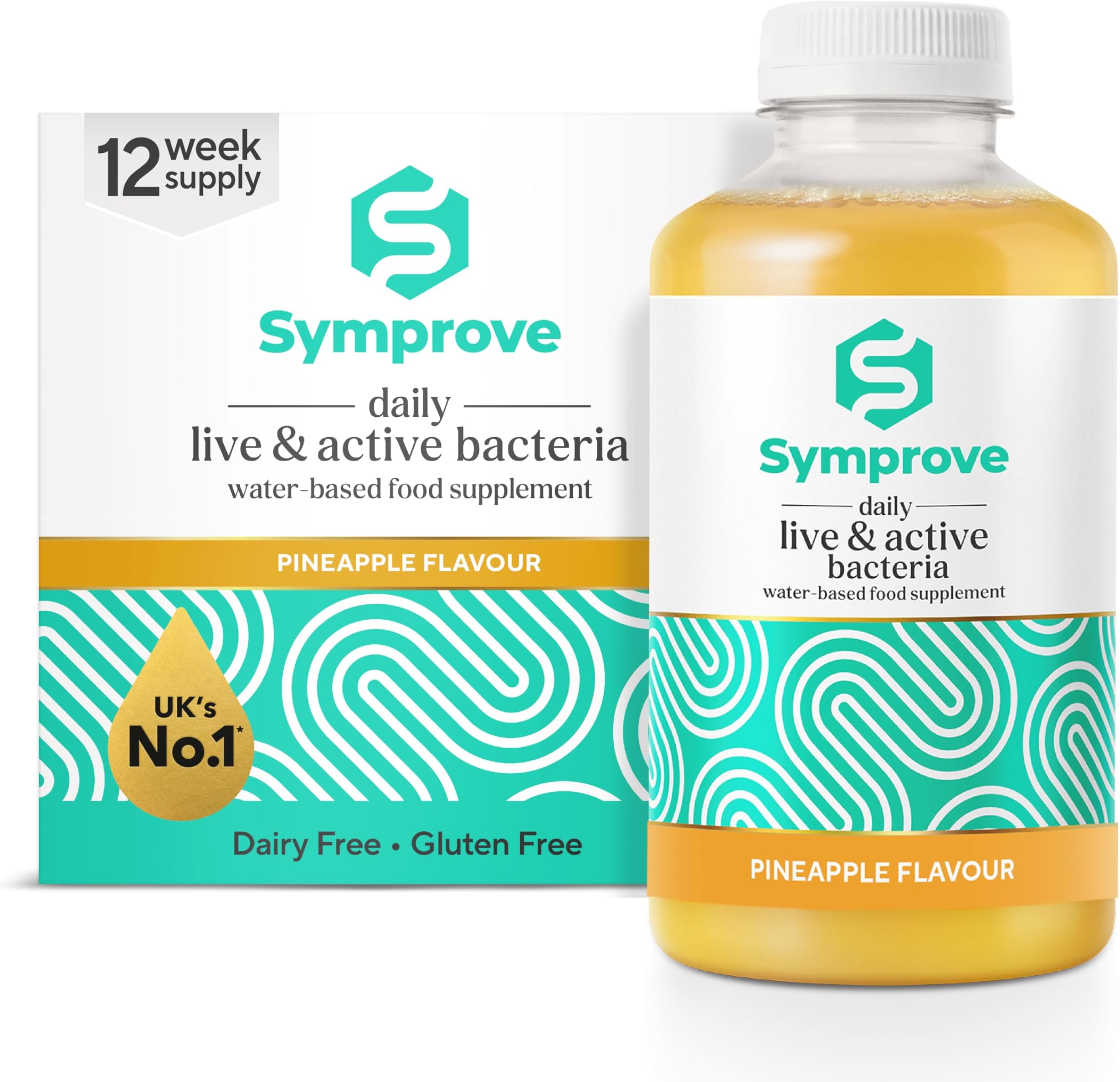 Liquid Probiotic, Billions of Live & Active Bacteria, Pineapple Flavour, Water-Based, Dairy & Gluten Free, Vegan (12 x 500ml)
