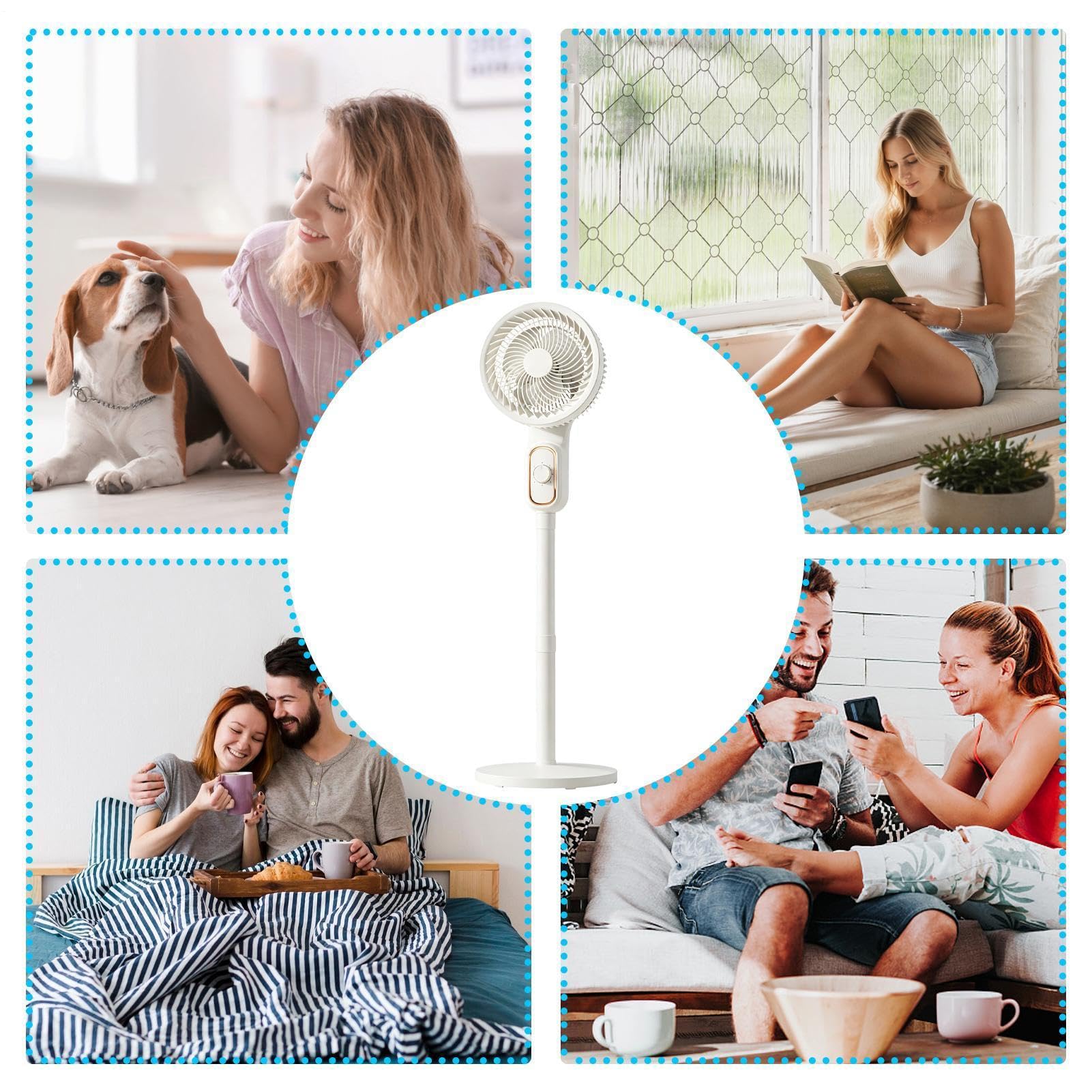 Ventilatore oscillante Velocità Multiple Basso Rumore Altezza Regolabile | Ventilatore Circolatore D'Aria Oscillante Per Camera Da Soggiorno Ufficio Campeggio Casa Interno Sonno