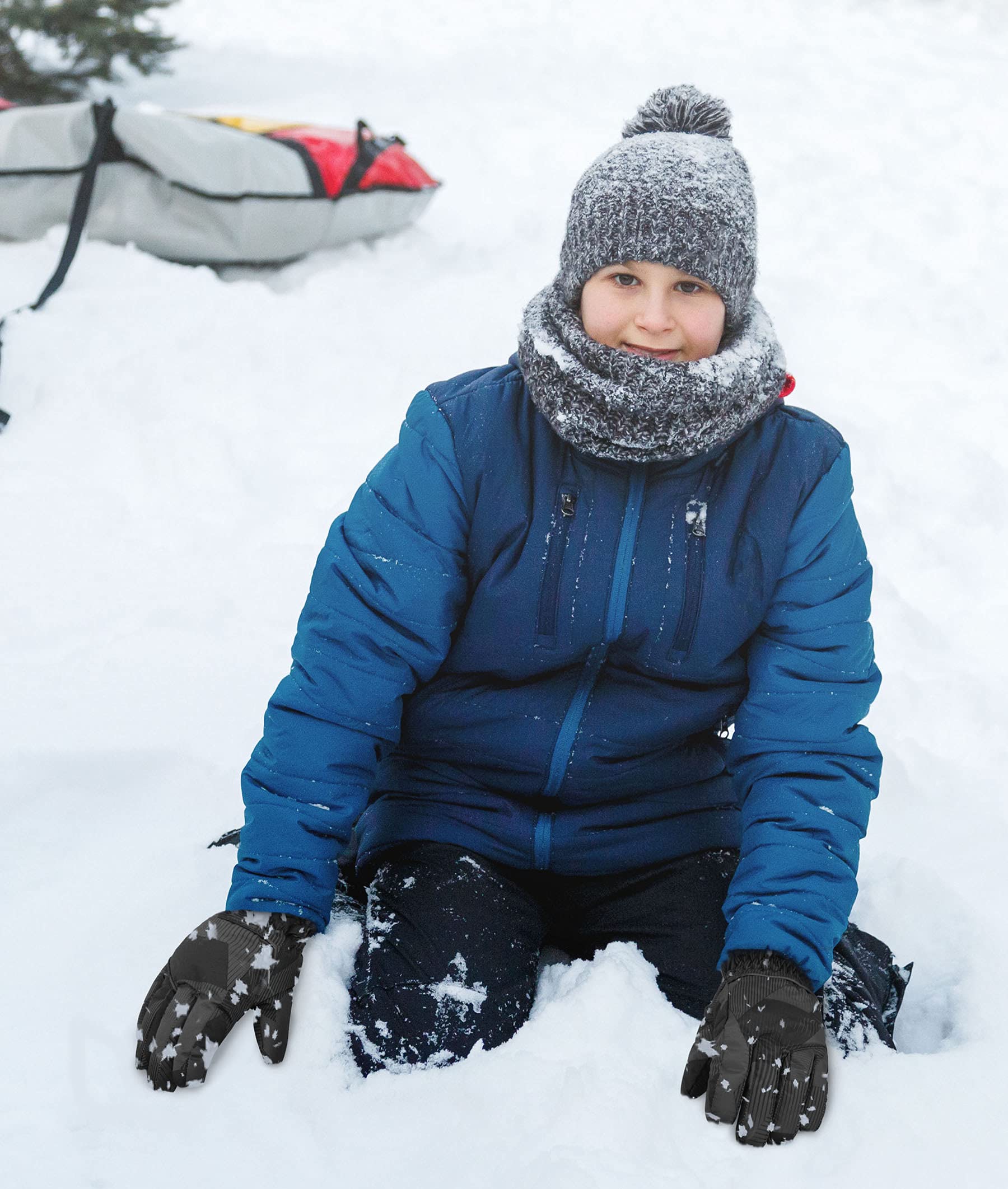 semplicità Bambini 3 m Thinsulate Guanti da Sci Antivento e Impermeabile Neve.