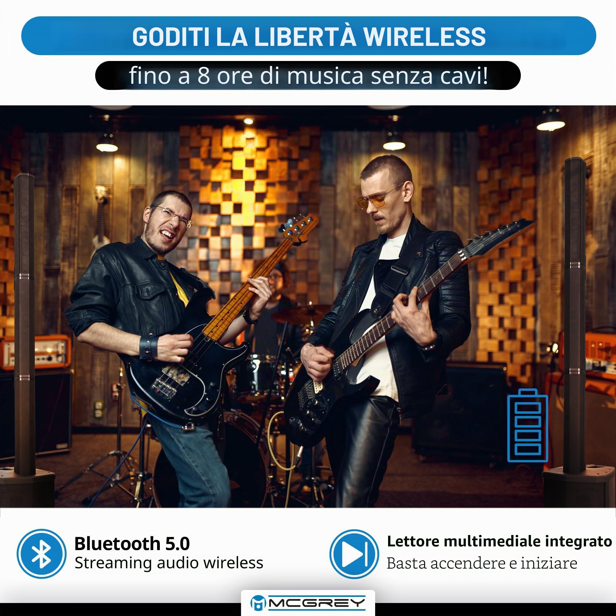 McGrey E-208LAB Line Array Sistema attivo a colonna a batteria stereo Set