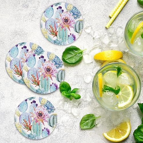 Miniatura 8 de 1 posavasos para bebidas, juego de posavasos de corcho absorbente de cactus para bebidas, tapete redondo para plantas suculentas, posavasos para el
