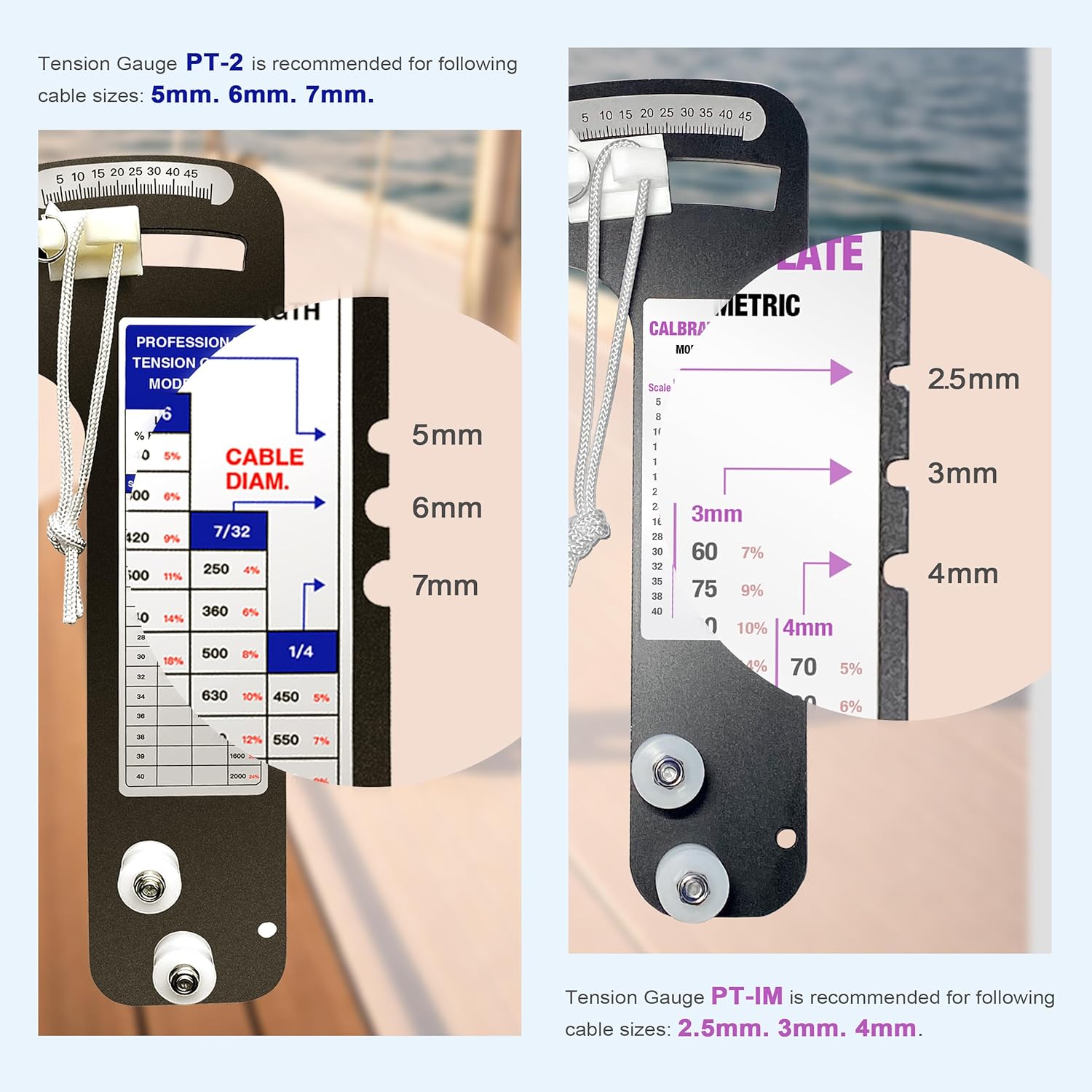Professional Sailboat Rigging Tension Gauge, Wire Rope Cable Tension Meter Tool for Standing Rigging, Stainless Steel Cable Tension Tester for Sailboats, Structural Wire Systems