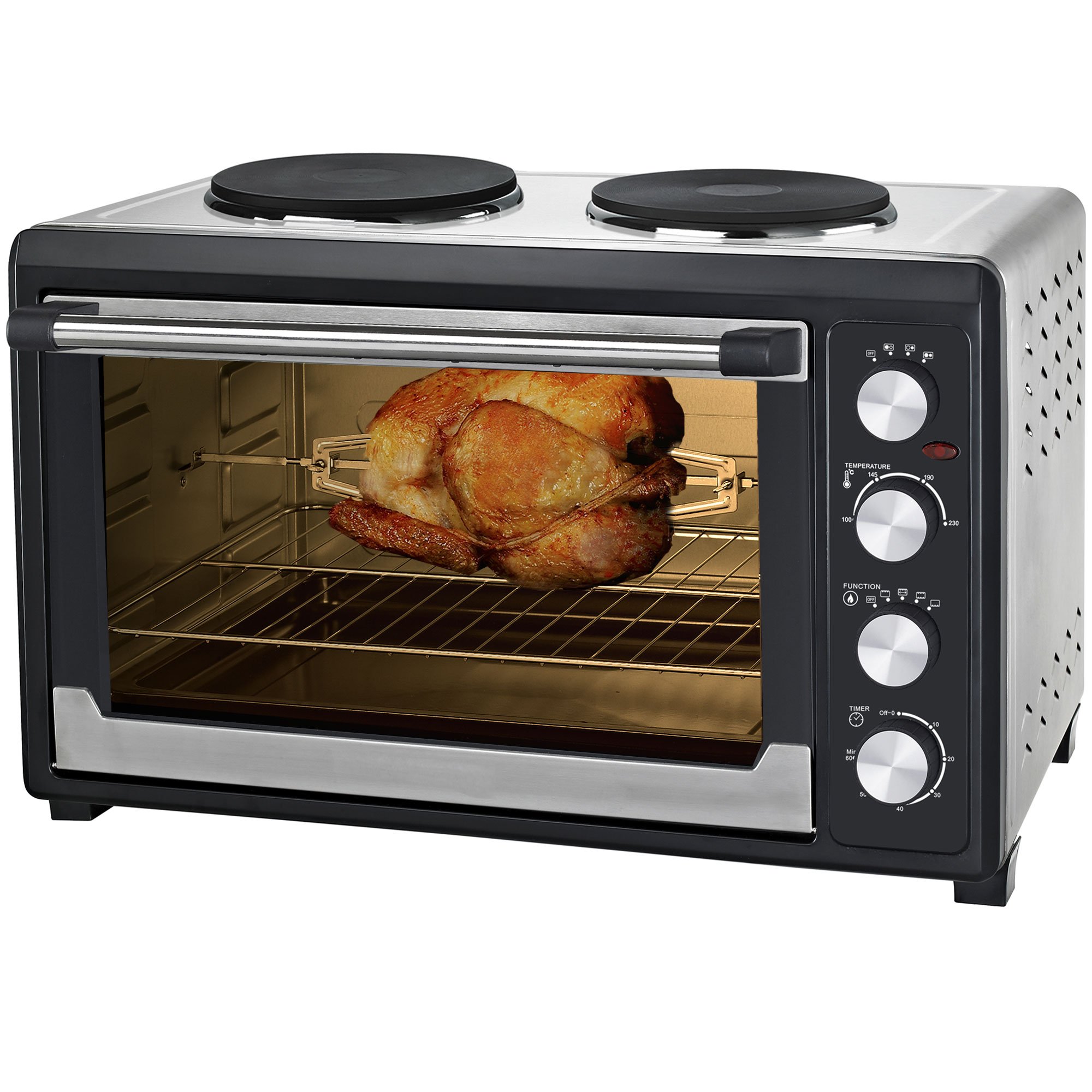 Syntrox Germany60 Litre Mini Oven with Convection, Rotisserie & Double Burner - Countertop Oven