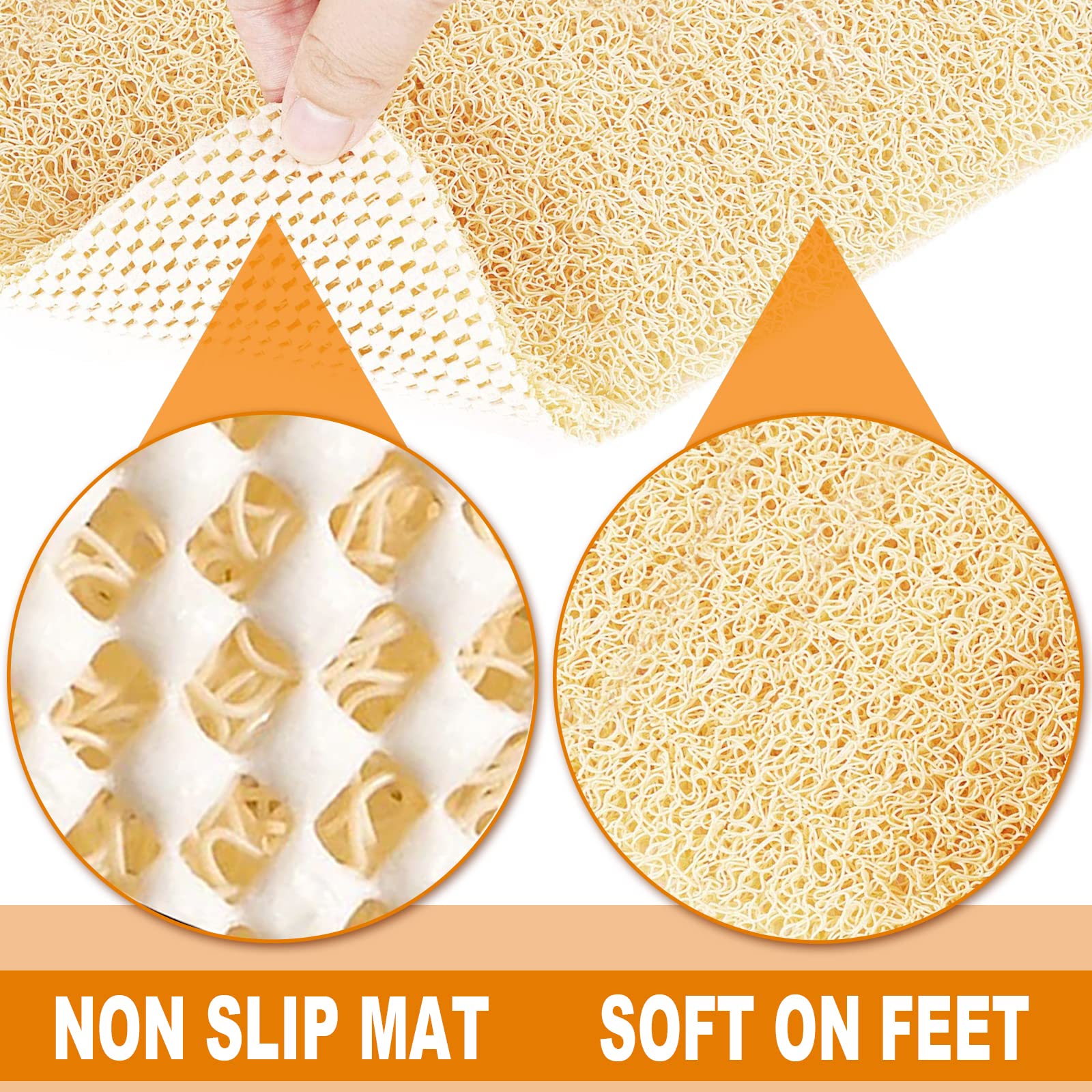 Alfombrillas de ducha antideslizantes para personas mayores, 24 x 47 pulgadas, tapete de lufa extra grande antideslizante para ducha, tapete de baño antideslizante para ancianos, color beige