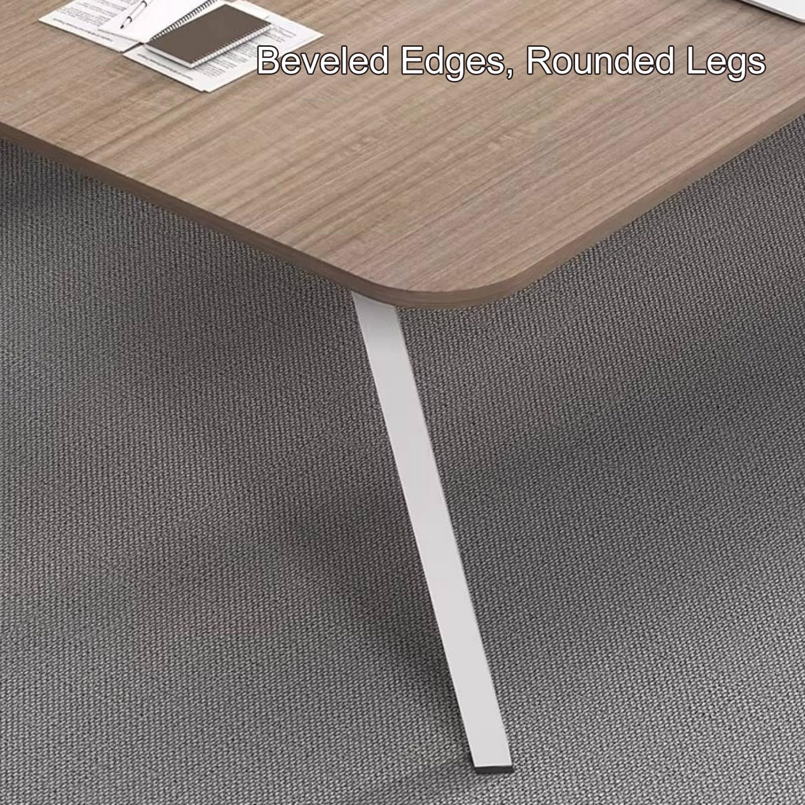 Tavolo Riunioni 240 cm per 8-10 Persone, Grande Tavolo Conferenze Rettangolare con Struttura in Metallo, Tavolo Ufficio con Passacavi per Sala Riunioni White