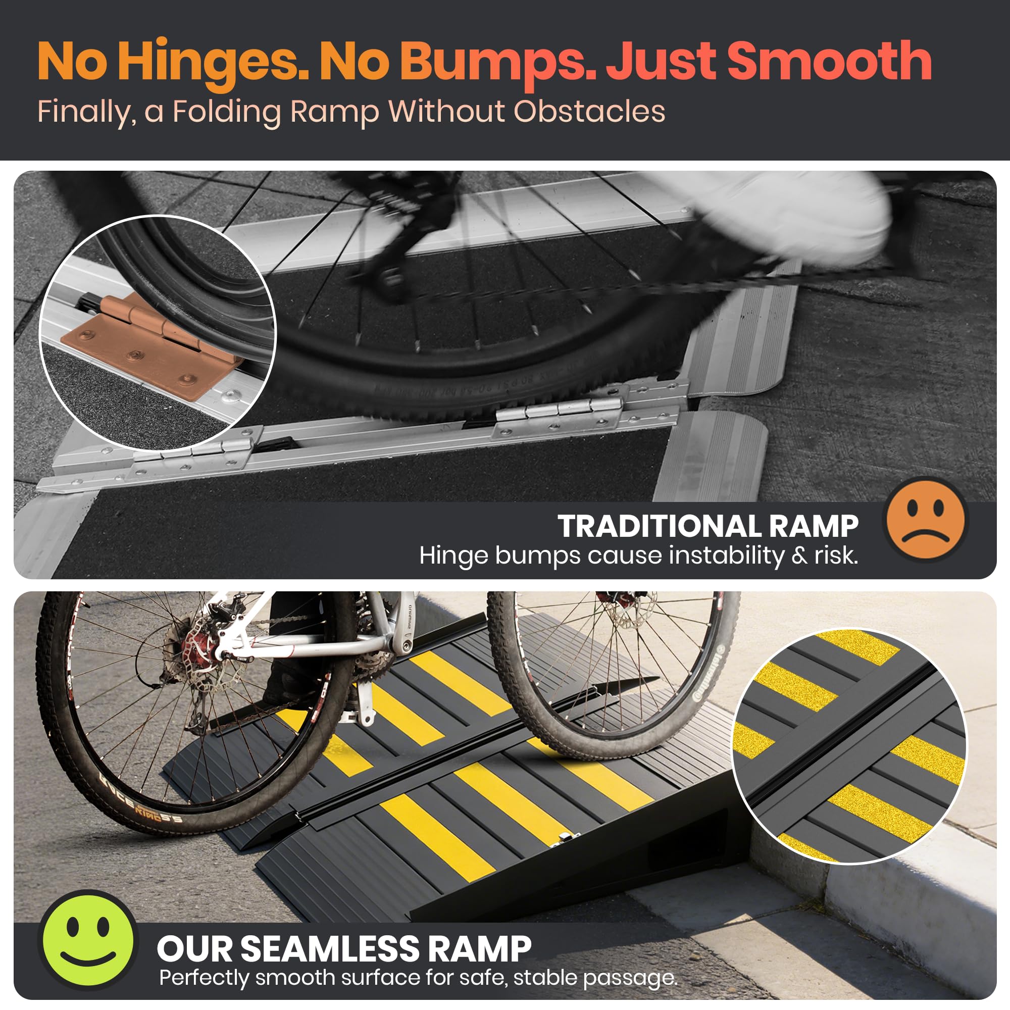 Rampa portátil de 3 pies para silla de ruedas con asa, rampas de aluminio antideslizantes para sillas de ruedas para el hogar, rampa plegable para sillas de ruedas para discapacitados, para