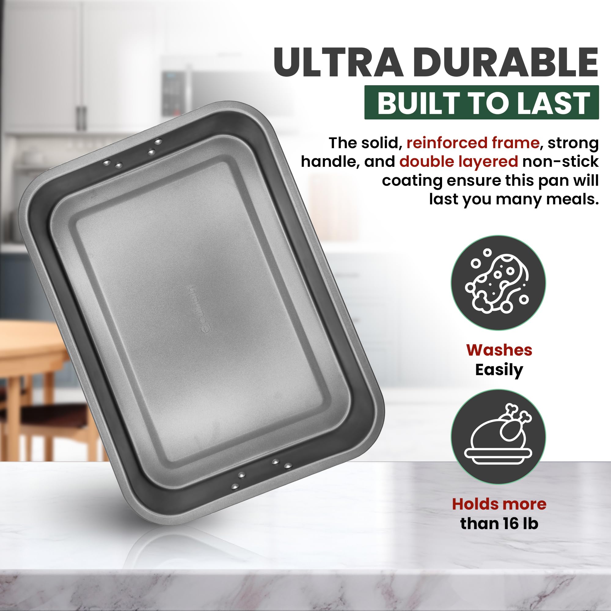 Large Lasagna Pan - Nonstick & Dishwasher Safe -5