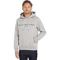 Tommy Hilfiger Uomo Felpa Core Tommy Logo con Cappuccio, Grigio (Cloud Heather)