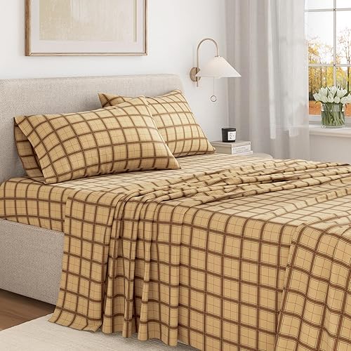 Miniatura 5 de Great Bay Home - Juego de sábanas de franela de 4 piezas, tamaño Queen, 100% algodón turco, doble cepillado, ultrasuaves, acogedoras, ropa de cama,