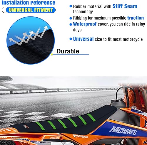 Miniatura 39 de Funda universal para asiento de motocicleta, agarre de goma antideslizante a rayas, costura suave para CRF WR WRF RMZ YZF SXF EXC EXC XC SX CR KLX