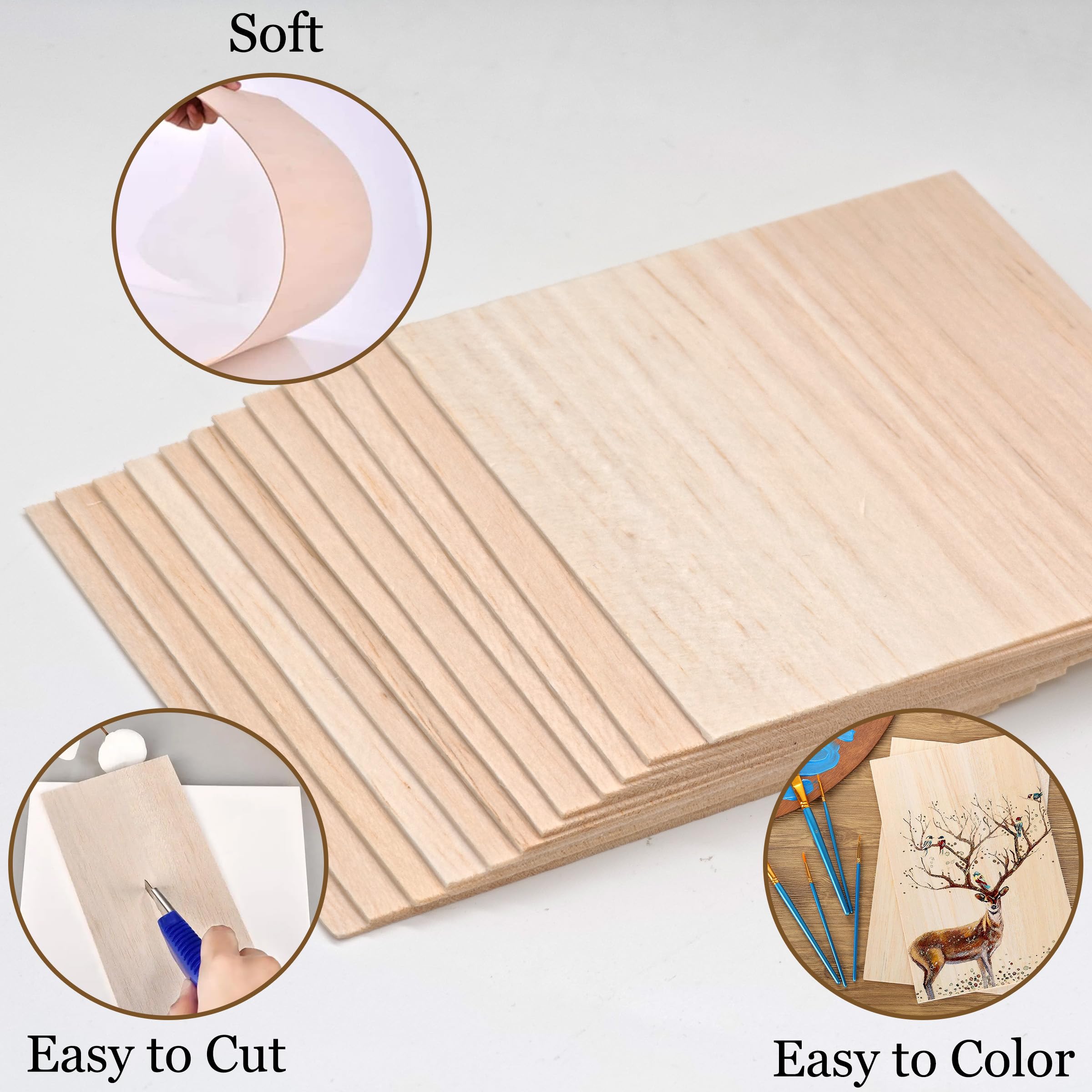 12 Pack Balsa Wood Sheets, 100x100x1 mm Balsa Wood Thin, BalsaWood Board for Home Decoration Arts, DIY Crafts Projects - Image 4