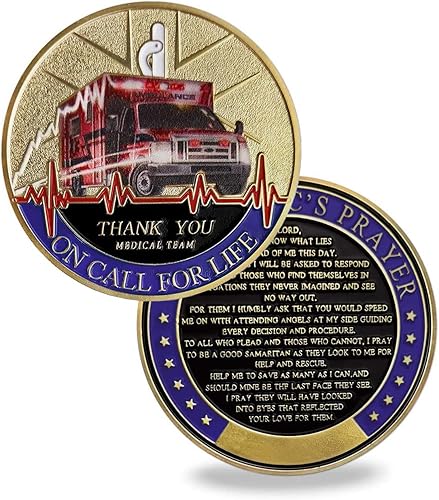 Monedas conmemorativas de oración de los paramédicos EMT EMT de los servicios médicos de emergencia