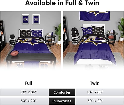 Miniatura 5 de FOCO NFL - Juego de ropa de cama en una bolsa, con logotipo del equipo de la NFL, 3 piezas
