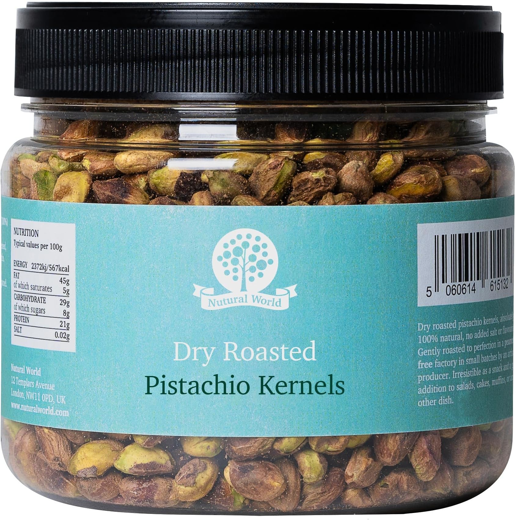 Nutural World - Dry Roasted Pistachio Kernels - Unsalted (500g)