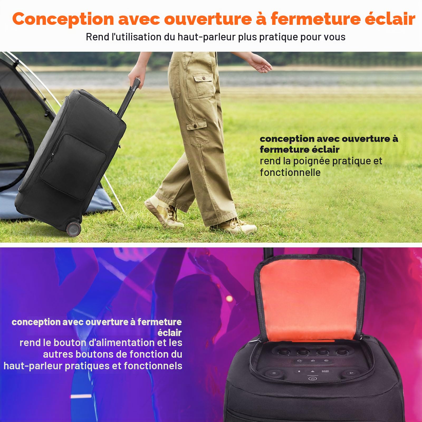 Étui pour enceinte Compatible avec JBL PartyBox 320 Enceinte portable, Housse de protection anti-poussière de voyage pour soirée en extérieur avec poches à fenêtre pour JBL PartyBox 310 et