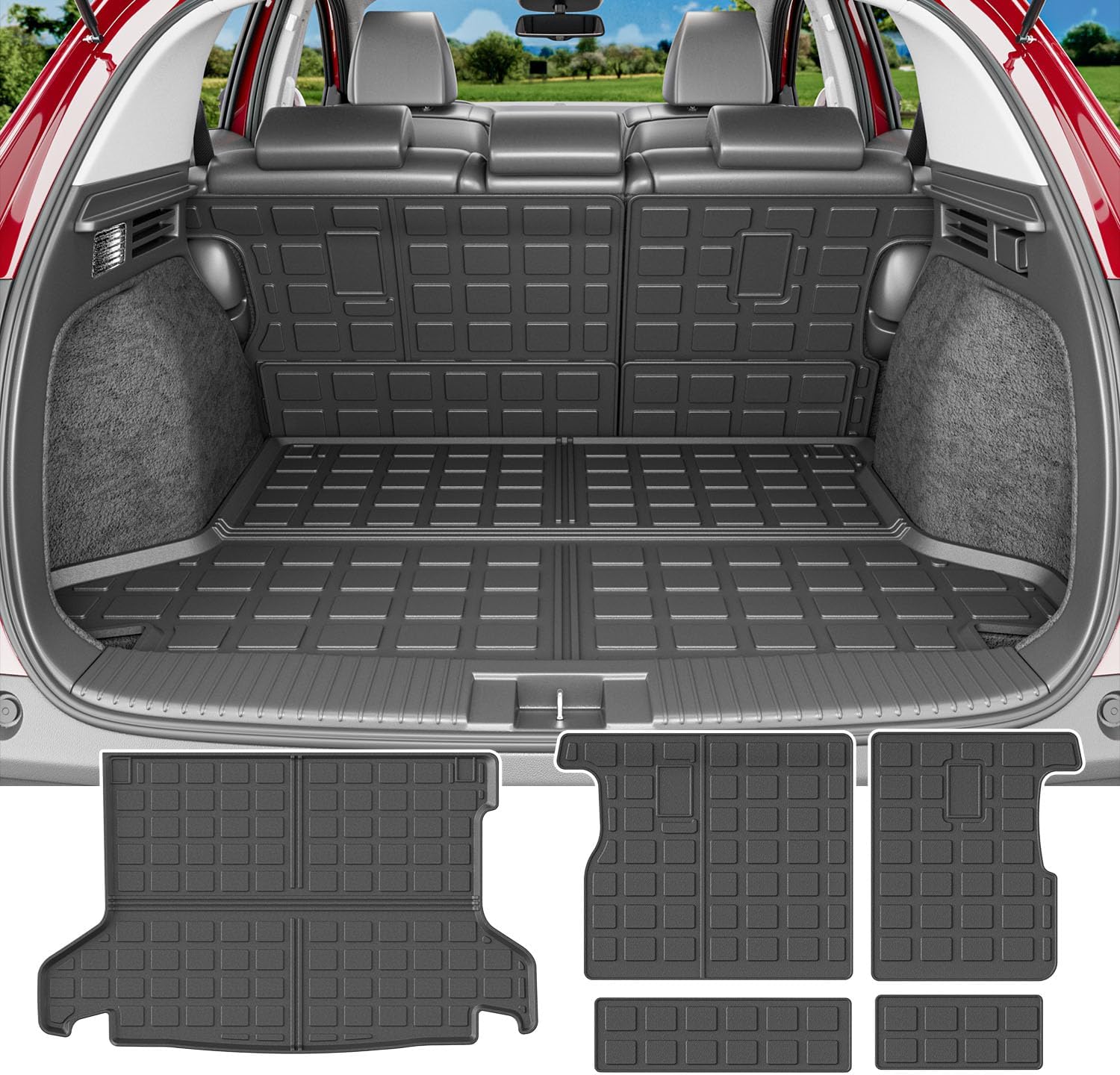 powoq Fit 2016-2022 Honda HRV Cargo Liner Car Trunk Mat TPE Backrest Mat for 2016 2017 2018 2019 2020 2021 2022 Honda HRV Accessories(2016-2022 HRV, Rear Backrest Mat+Rear Trunk Mat)