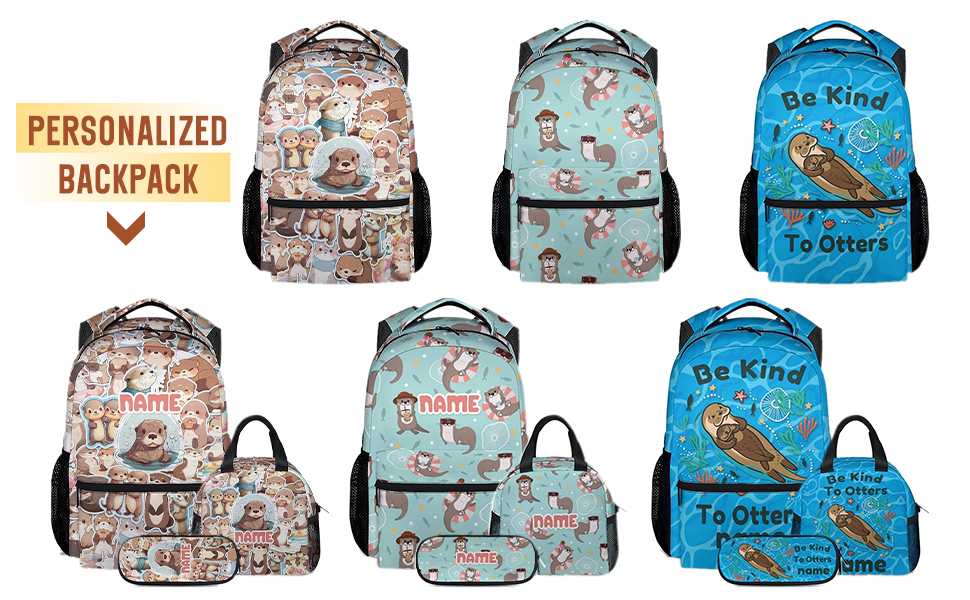Otter Backpack For Kids - 16 Inch Lightweight School Bookbag, Cute Otter Design, Adjustable Straps, Multiple Compartments, For Boys & Girls - View #8