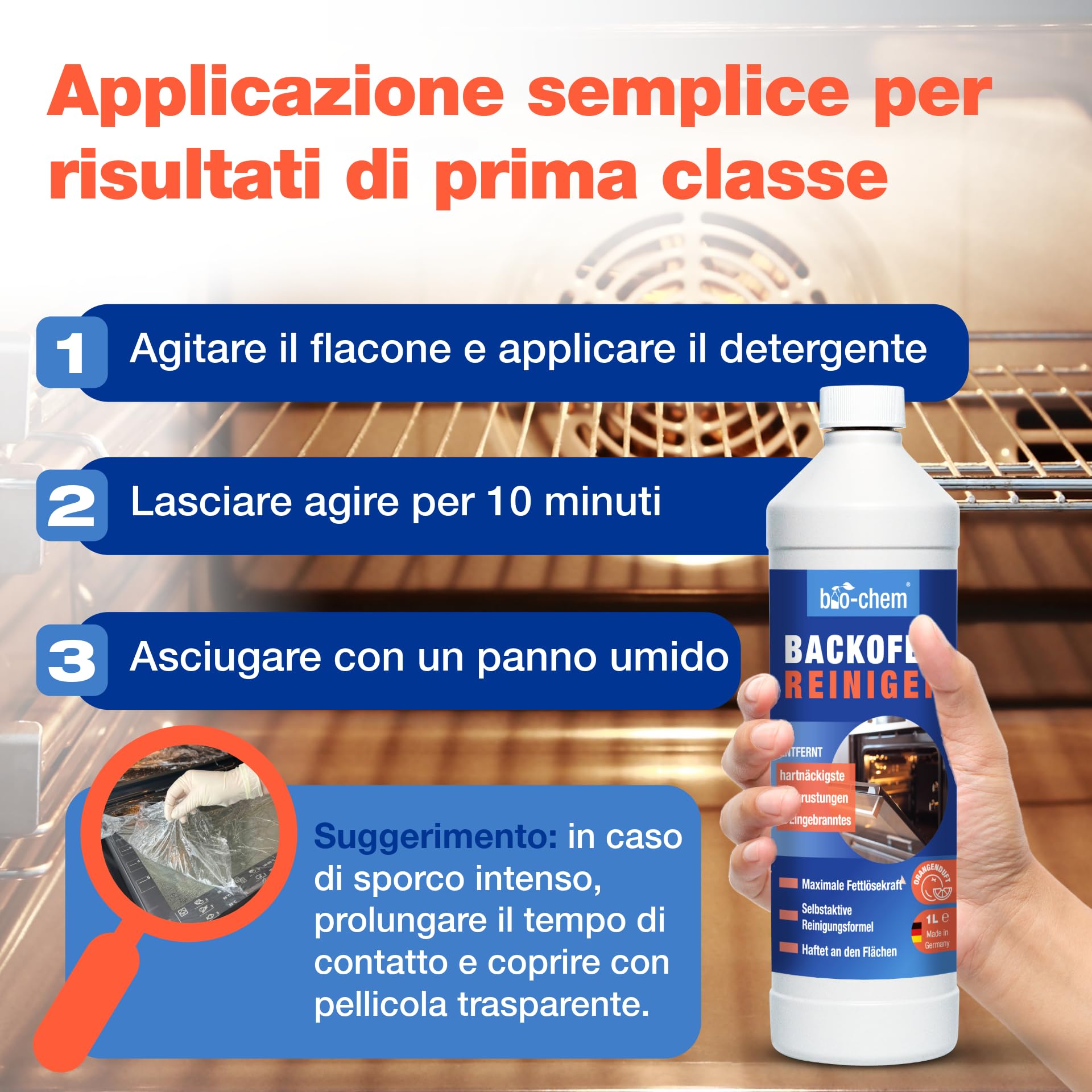 bio-chen Gel pulizia forno 6L + spazzola | Gel puliforno prodotti per la casa - Prodotto professionale per pulire il incrostati