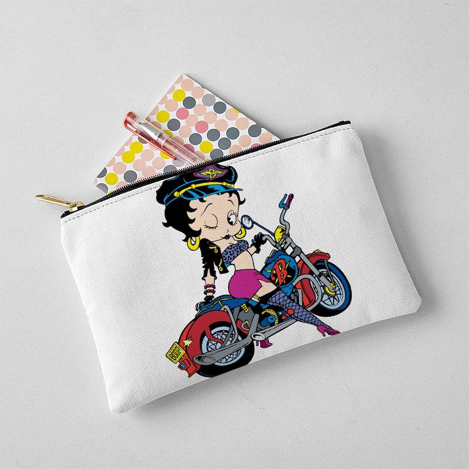 CafePress Betty Boop Biker Babe Zipper Makeup Pouch, 8.5"x6"