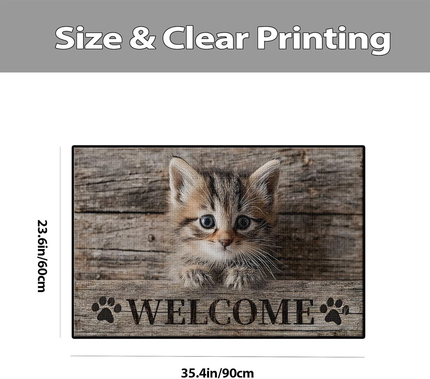 NYZE Kitten Cat Rug Indoor Entrance Welcome Door Mat Soft Non-Slip Throw Area Rug Low Pile Washable Floor Mat for Bathroom, Bedroom, Kitchen, Front Door Entry (Welcome Kitten, 35.4'' x 23.6'')