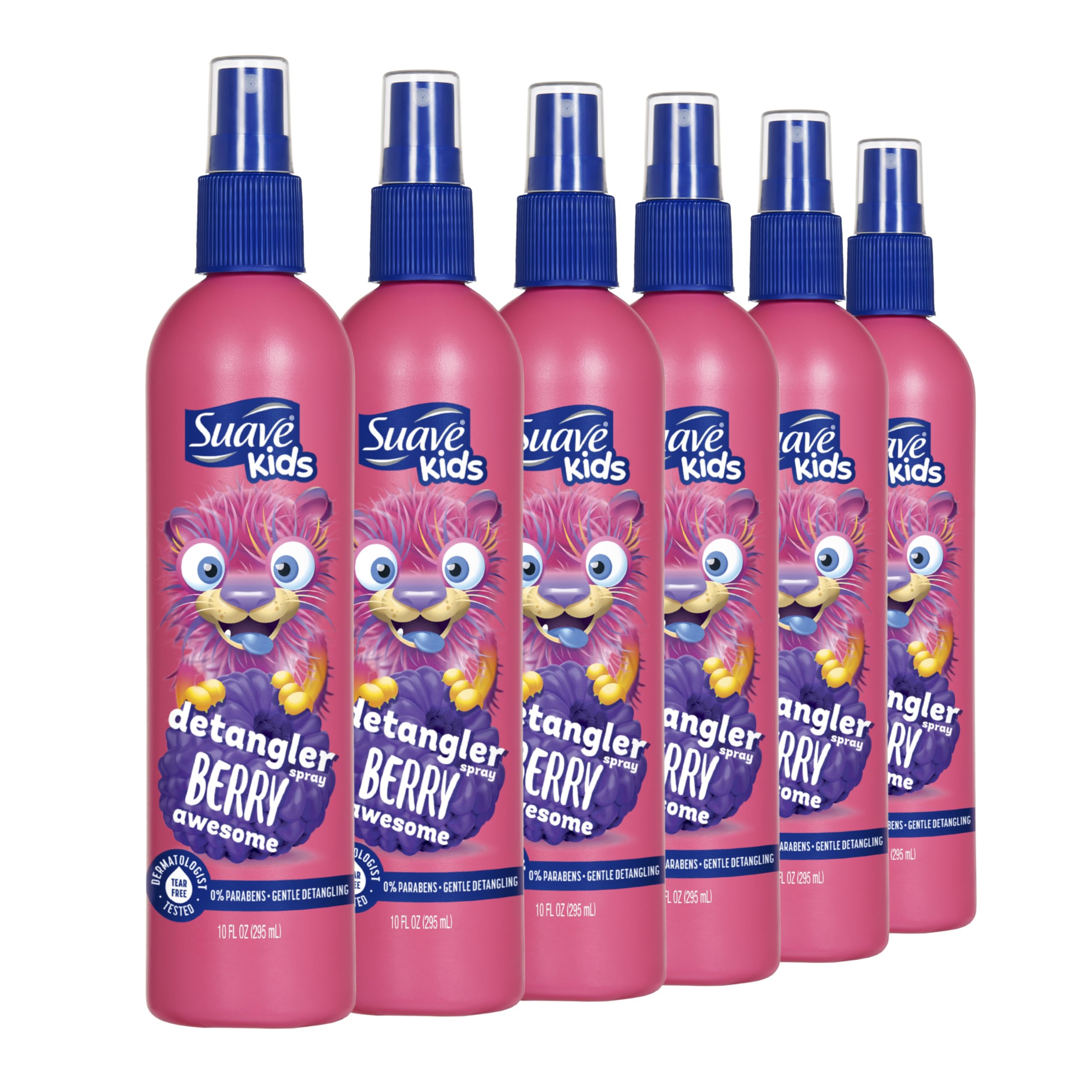 Kids Detangler Spray For Tear-Free Styling, Berry Awesome Dermatologist-Tested Hair Detangler Formula 10 oz, Pack of 6