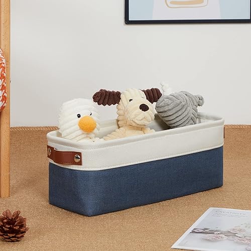 Miniatura 9 de DULLEMELO Paquete de 2 cestas de almacenamiento grandes para organizar canastas de lona de tela con asas de cuerda para estantes ropa cesta de