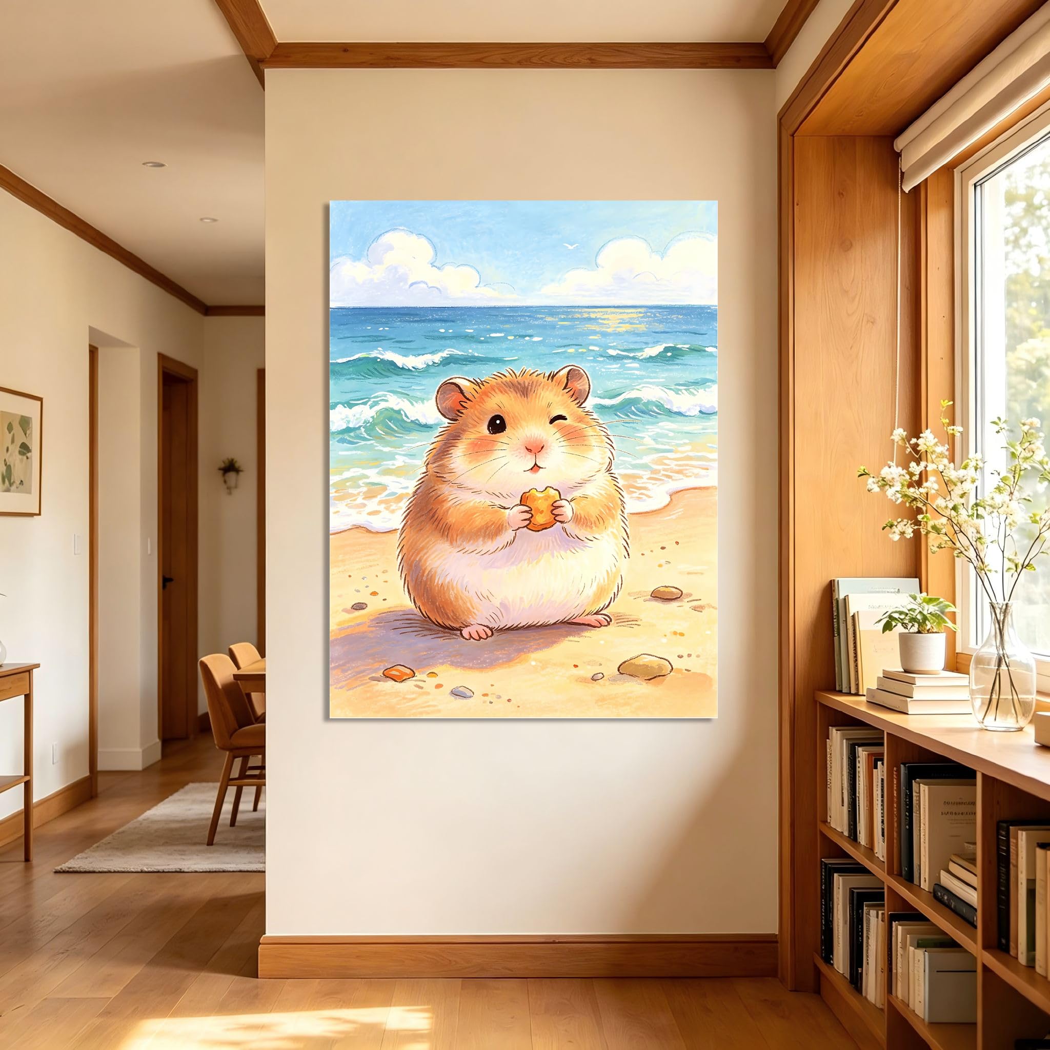 TNGHHSGA Cuentos de Aventuras de Zizi 3Cuadro Infantil de Hámster Adorable, Lienzo Decorativo para Habitación de Bebé, Niños y Sala de Juegos70x91cm Lienzo envuelto