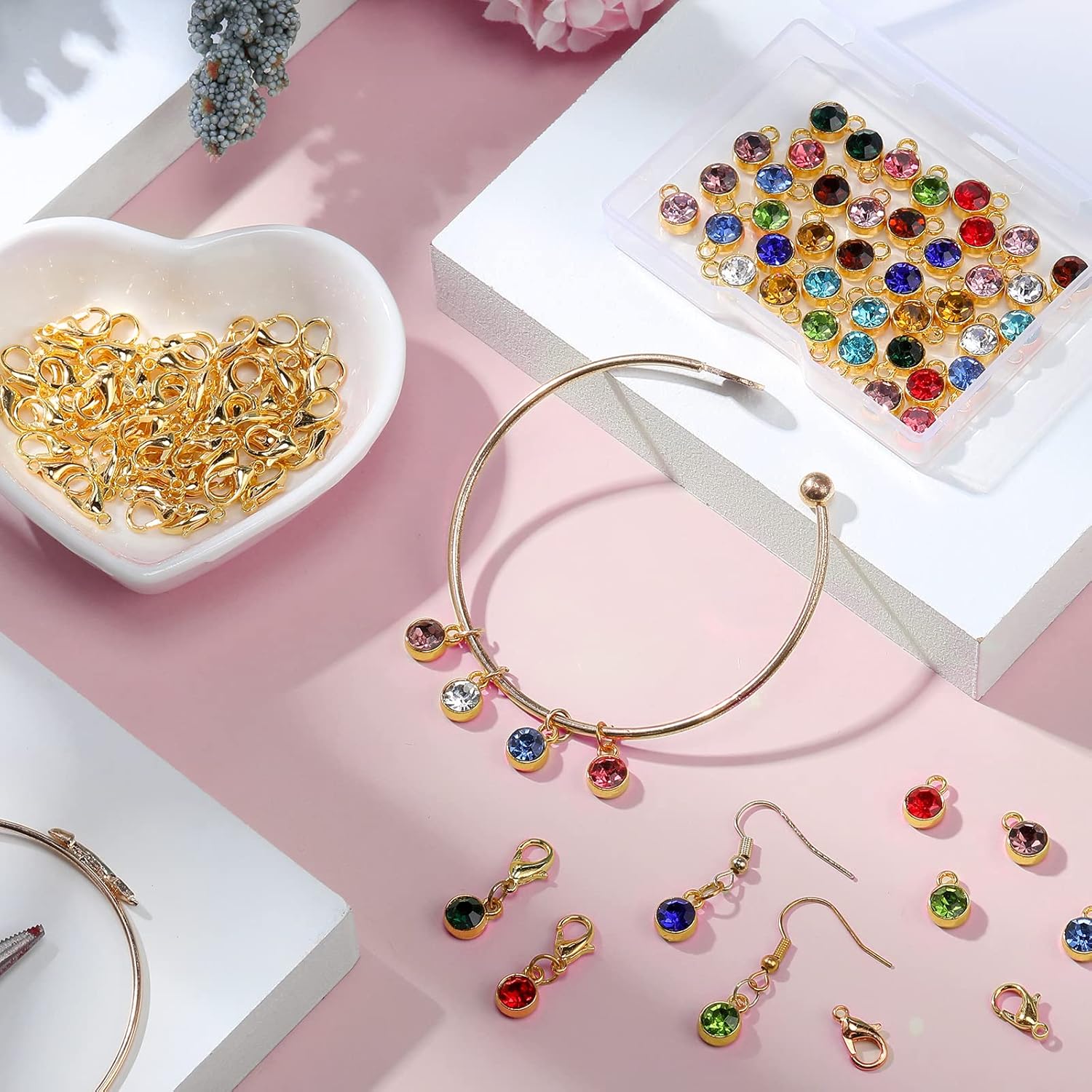 Sureio 120 Pcs Birthstone Charms for Jewelry Making Handmade DIY Crystal Birthstone Beads Bling Round Charms Bracelet Enamel for Birthday Jewelry Making Earrings Accessory (Assorted Color) - Image 7