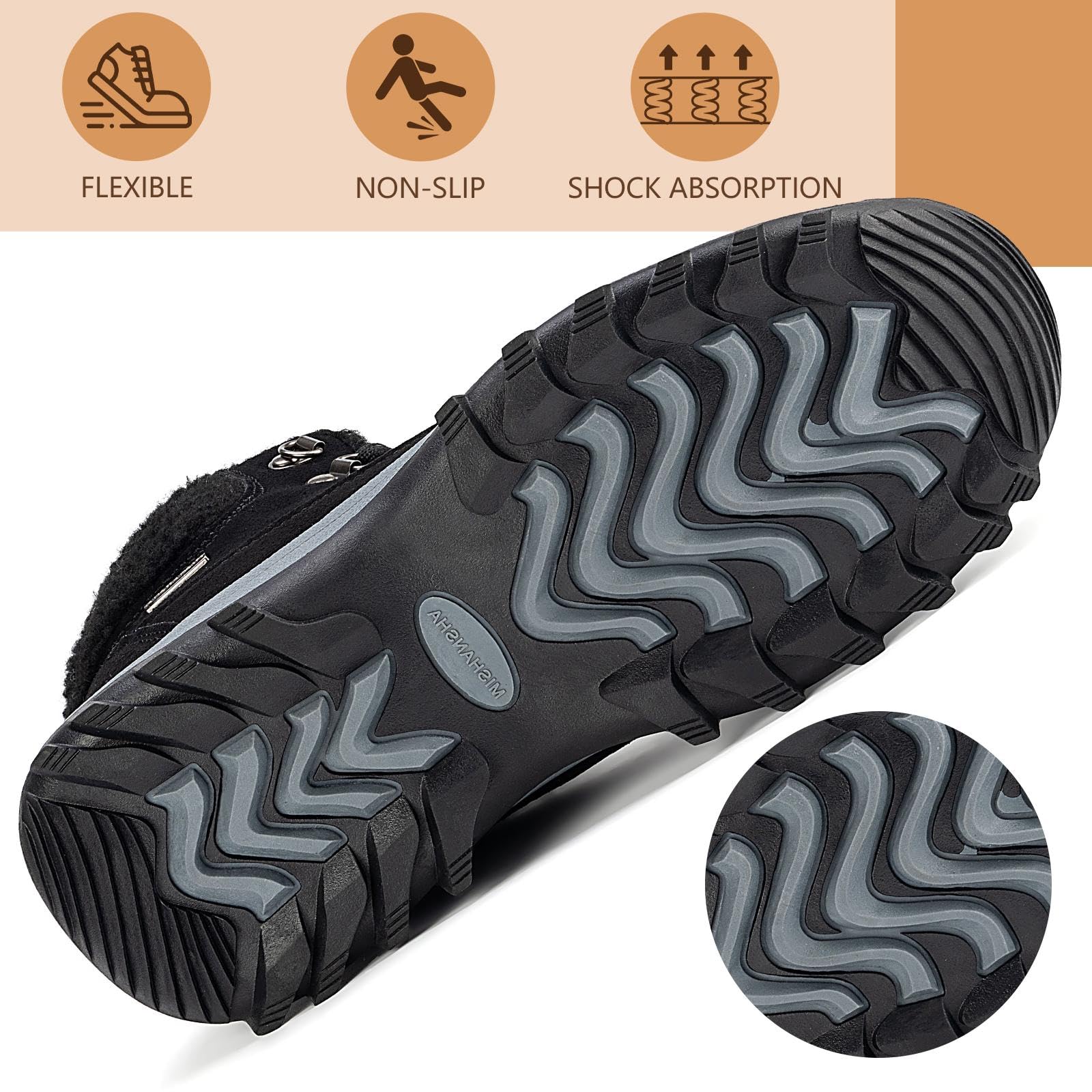 Mishansha Scarpe Invernali Donna Calde Antiscivolo Scarponcini da Neve EU 36-42