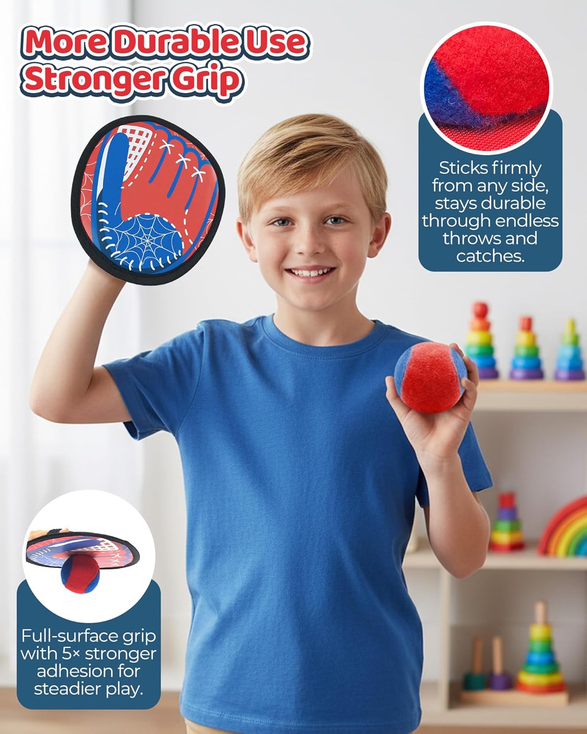 Toss and Catch Ball Game Set, Toddler Baseball Glove for Beach Pool Yard, Kids Sports & Outdoor Play Toys with Family, Fun Birthday Gift for Ages 3 4 5 6 7 8-12 Year Old Boys Girls