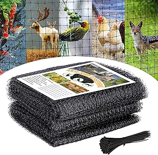 ROUDJER Bird Netting, 13.1 X 32.8Ft Heavy Duty Garden Netting, Reusable Large Anti Bird Netting for Protect Vegetables Plants and Fruit Trees Stops Birds Deer Animals with 30Pcs Cable Ties (Black)