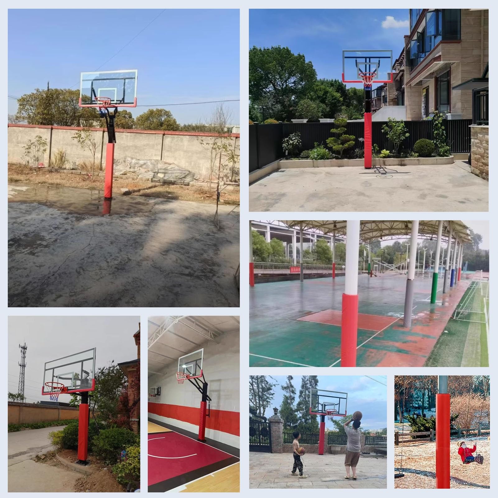 Almohadilla redonda para bastón de gimnasio para aro de baloncesto, envoltura de espuma roja para sótano, poste de garaje acolchado para estacionamiento/trampolín