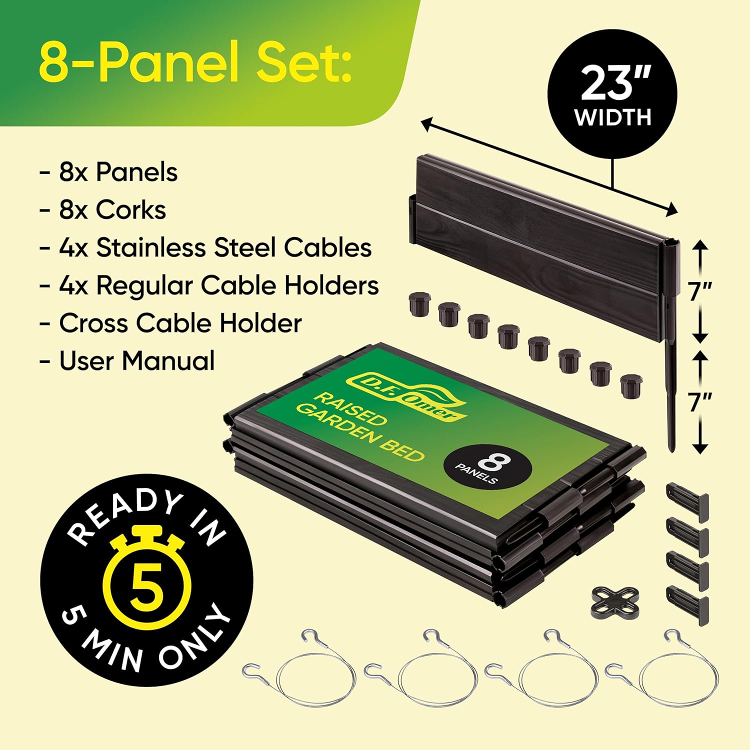 Raised Garden Bed Made of 100% Recycled Plastic Panels | Garden Boxes with Legs or Without | Holding 9.2 cu ft of Soil |by D.F. Omer