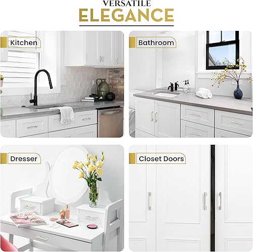 Miniatura 6 de Southern Hills Tiradores de gabinete de níquel cepillado  3.780 in  Manijas de cajón de níquel satinado, manijas de gabinete de cocina modernas,