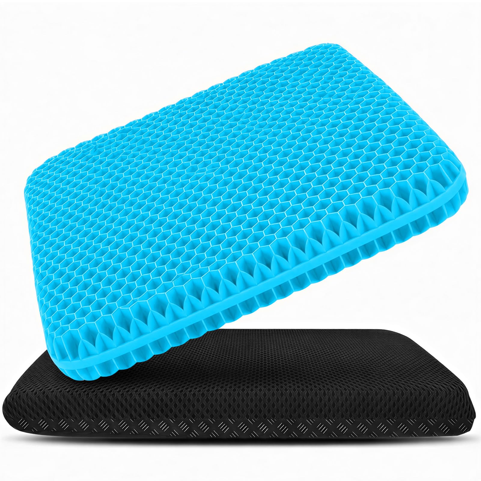 Cuscino Sedia Ufficio、Cuscino Gel Sedia-Questo è Cuscino Antidecubito per Sedia a Rotelle Dotato di Fodera Rimovibile e Lavabile.Adatto per Ufficio,Auto e uso Domestico (Azzurro cielo, 42cm*39cm*4cm)