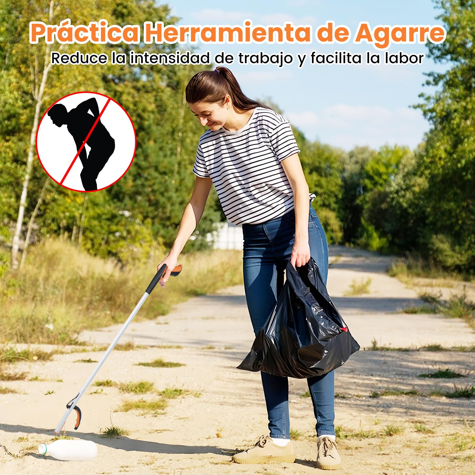 GYMAX Pinza Larga de 88 CM, Herramienta Portátil de Aluminio con Garra Antideslizante, Recogedor para Basura, Ligera para Recoger Residuos, para Personas Mayores (2)