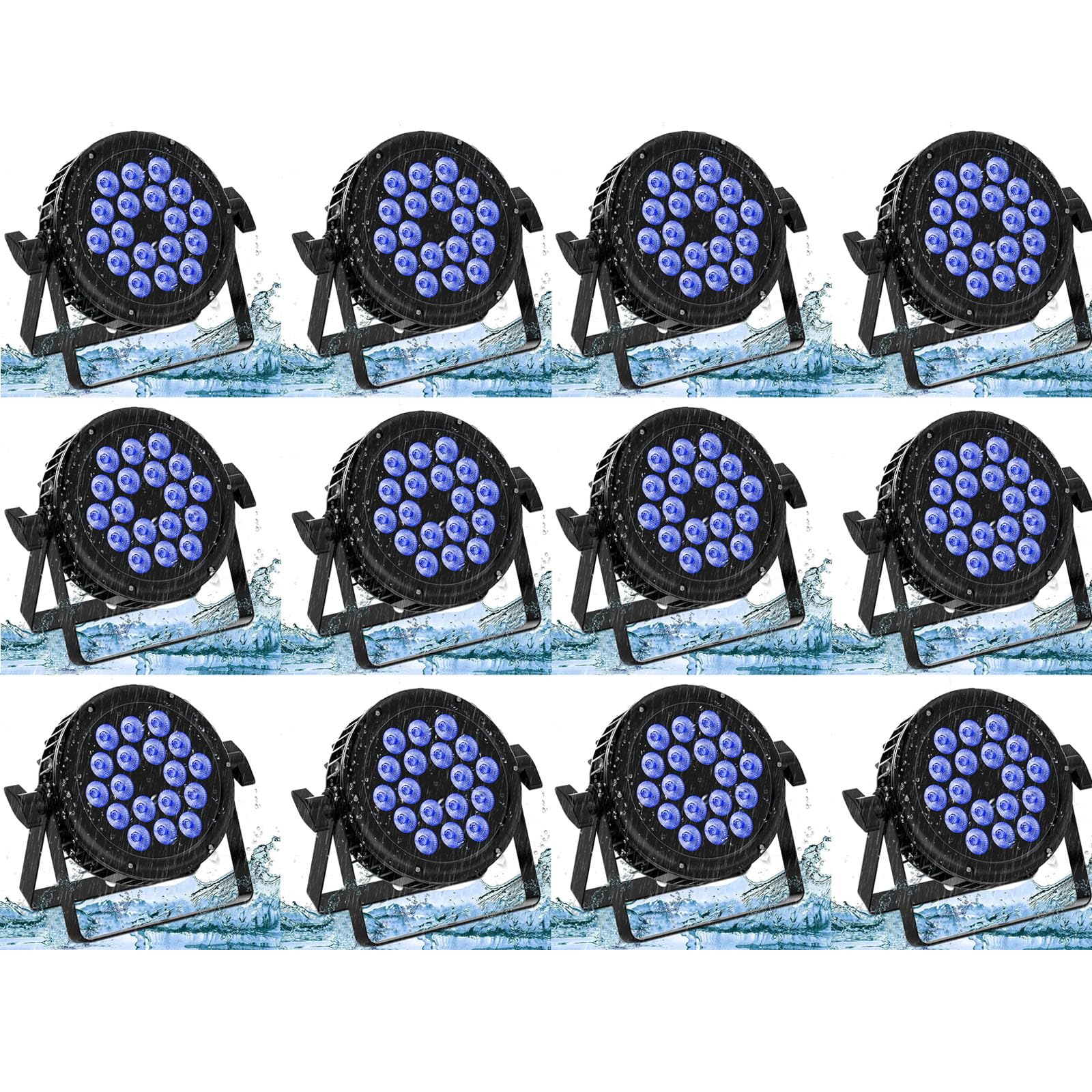 U`King 12PCS 180W Wasserdichtes LED Par IP65, RGBW Bühnenlicht mit D MX Kabel, Wasserfestes Partylicht Effektstrahler für DJ Hochzeit Outdoor Party Pool Garten