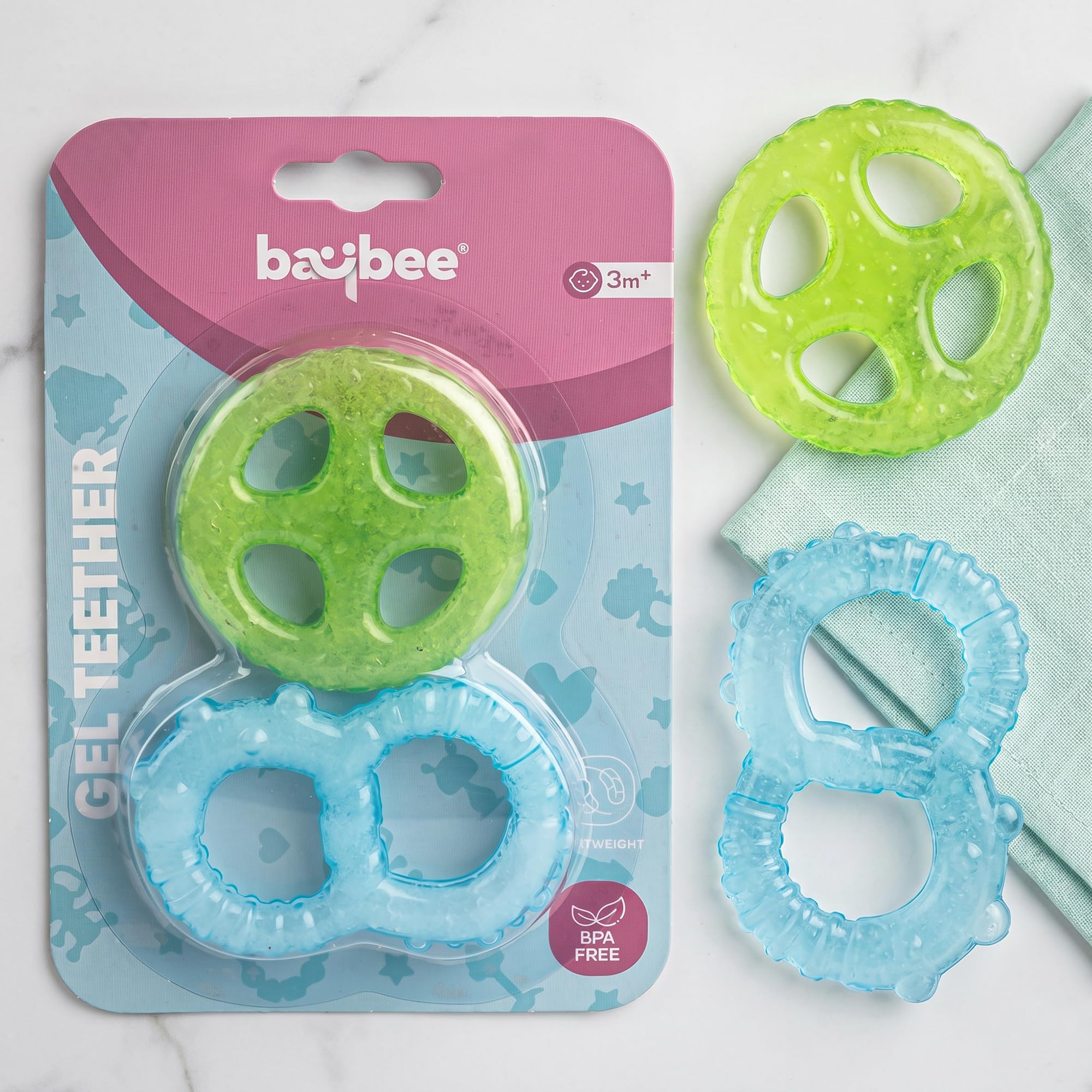 Baybee Natural Silicone Baby Teether for 3-12 Months | Bpa Free Food Grade Soft Silicone Teething Relief Toys for Infants, Babies, Pack of 2 | Gum Safe Soothers Infant Oral Care & Baby Essentials Gift-image-44