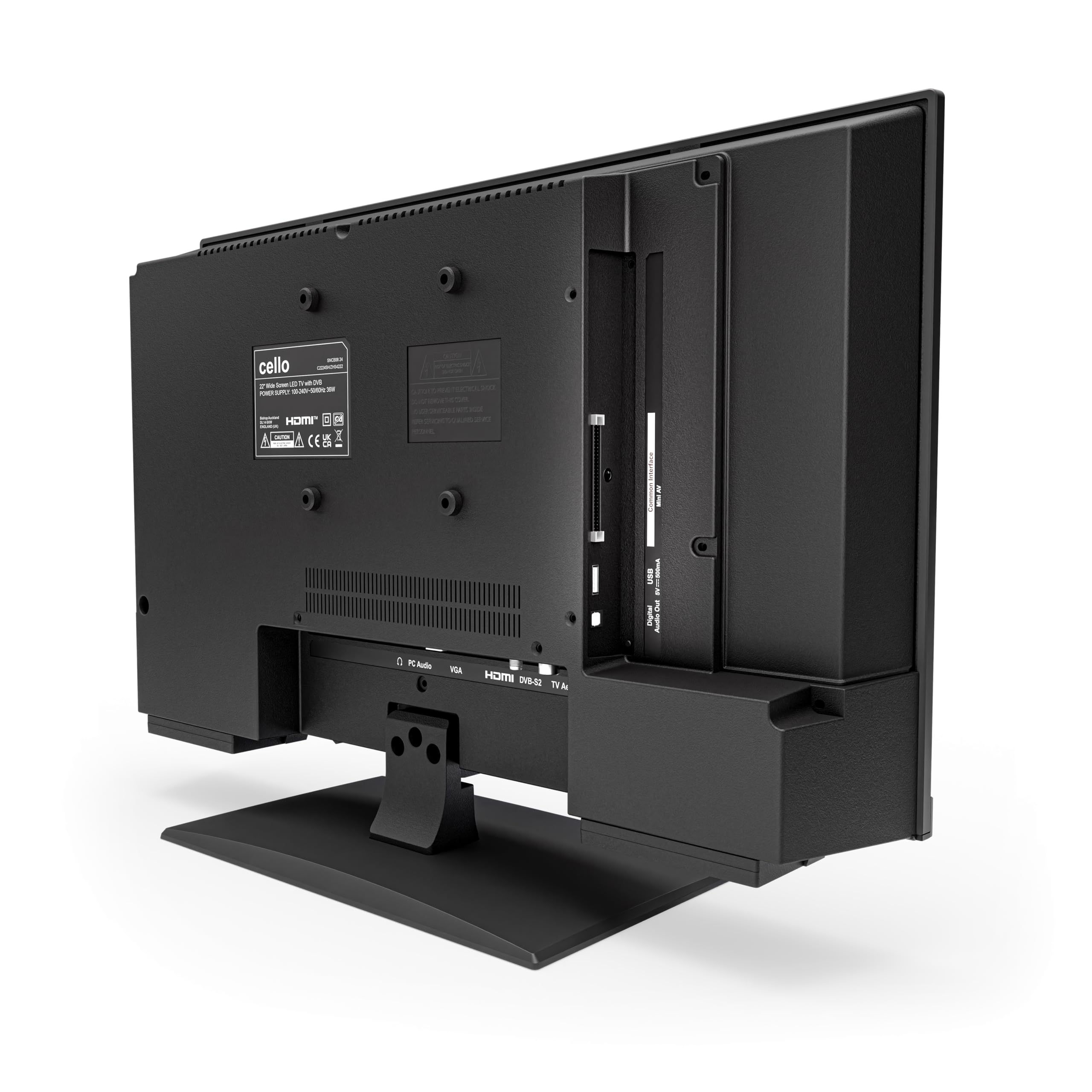 Cello C2224SH 22" FULL HD telewizor LED z bezramkowym potrójnym tunerem (DVB-C/-S2/-T2) "Pitch Perfect Sound", idealny do małych pomieszczeń Made in Europe [2024]