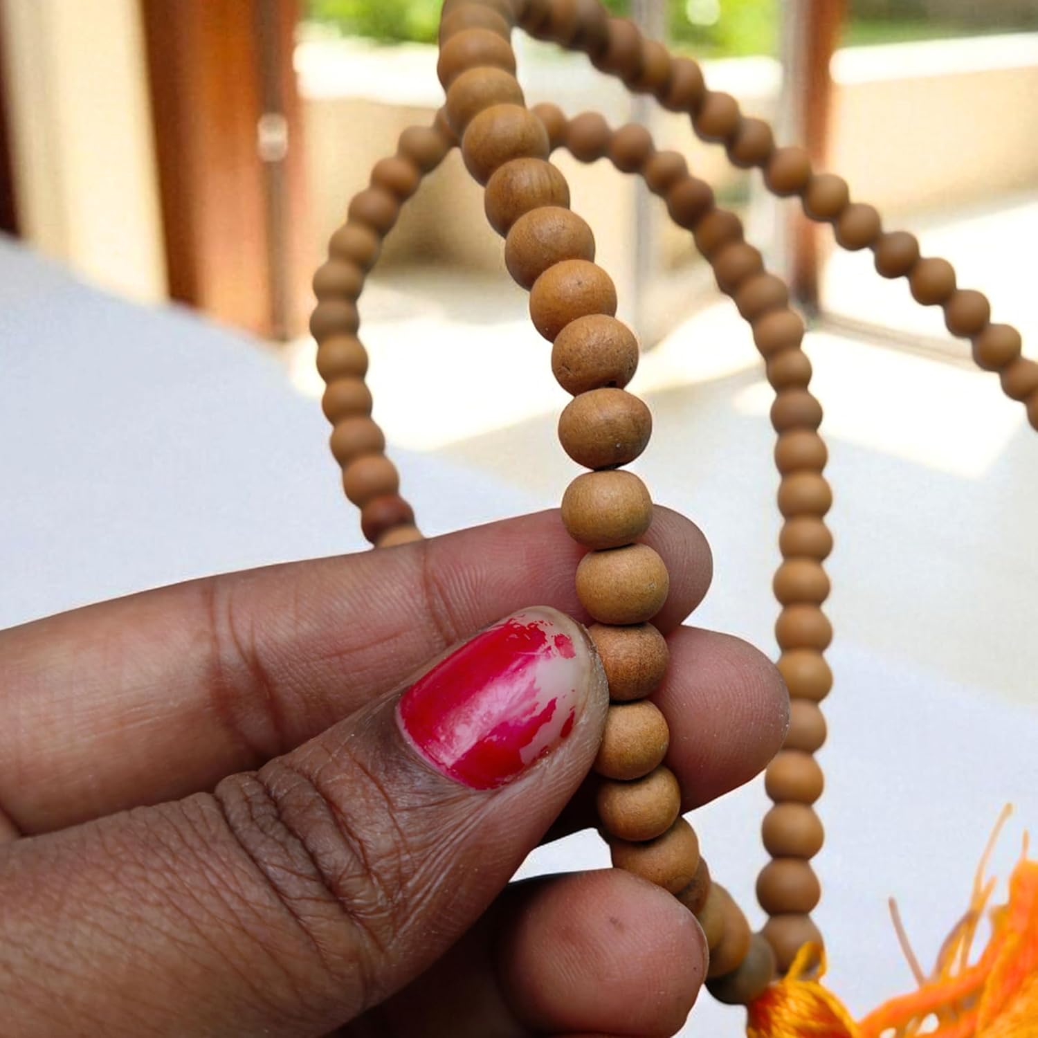 Genuine Sandalwood Tibetan Japa Mala 108+1 Beads 6mm | Chandan Prayer & Meditation Mala for Mantra Chanting, Yoga, Spiritual Jewelry | Wearable as Necklace or Bracelet, Naturally Fragrant - Image 2