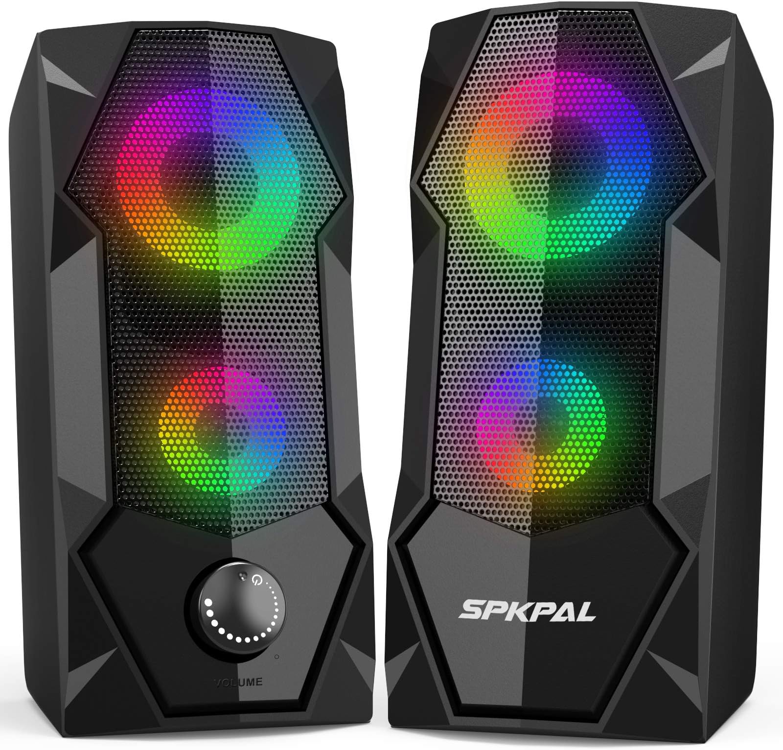 SPKPAL Computer Speakers,RGB Gaming PC Speaker,2.0 Wired USBPowered