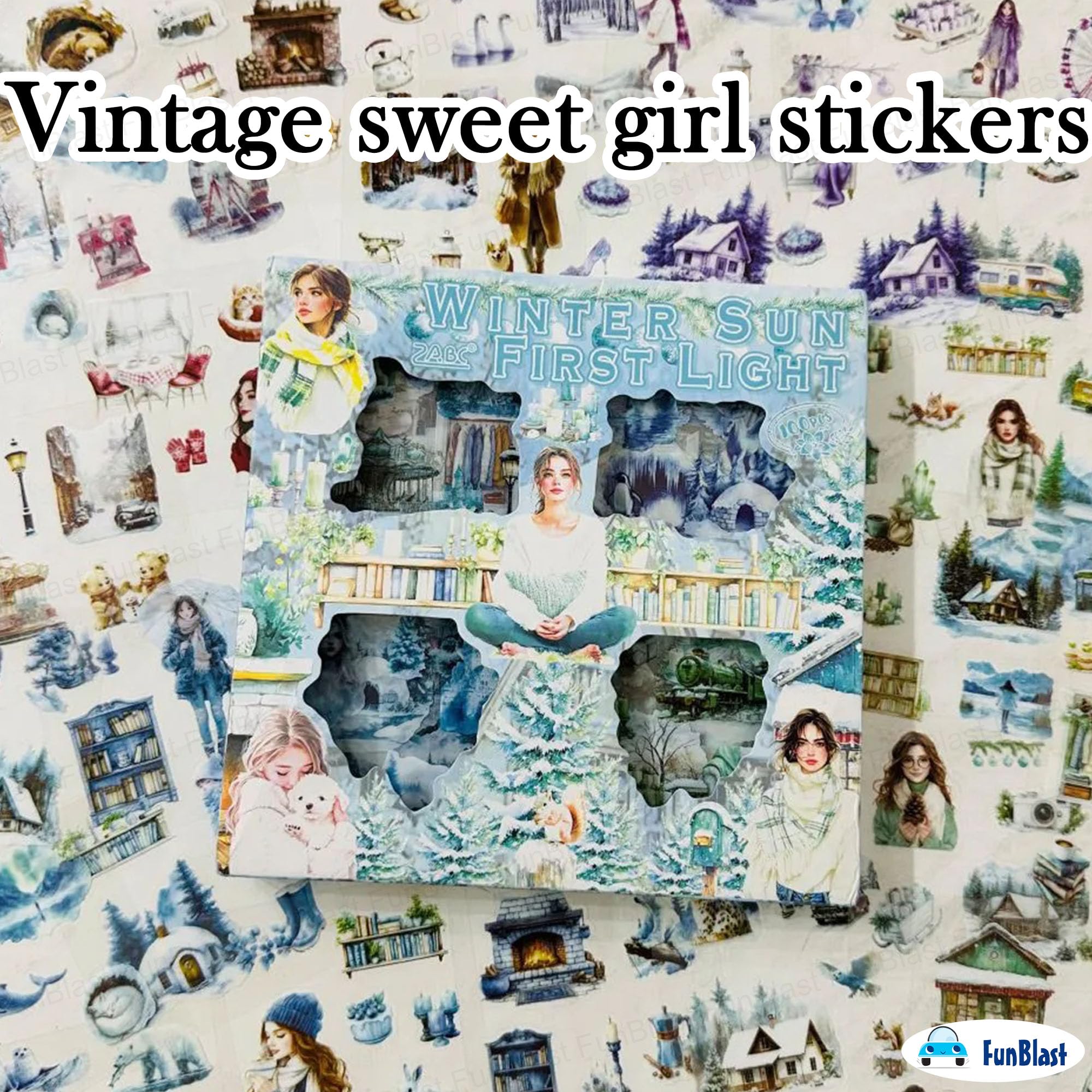 FunBlast Self Adhesive 640Pcs /100 Sheets, Flowers Bloom in All Seasons Stickers, Retro Decorative Sticker's for Scrapbook, Japanese Style Sticker's for Project, Journals, Scrapbooking (Winter) 2